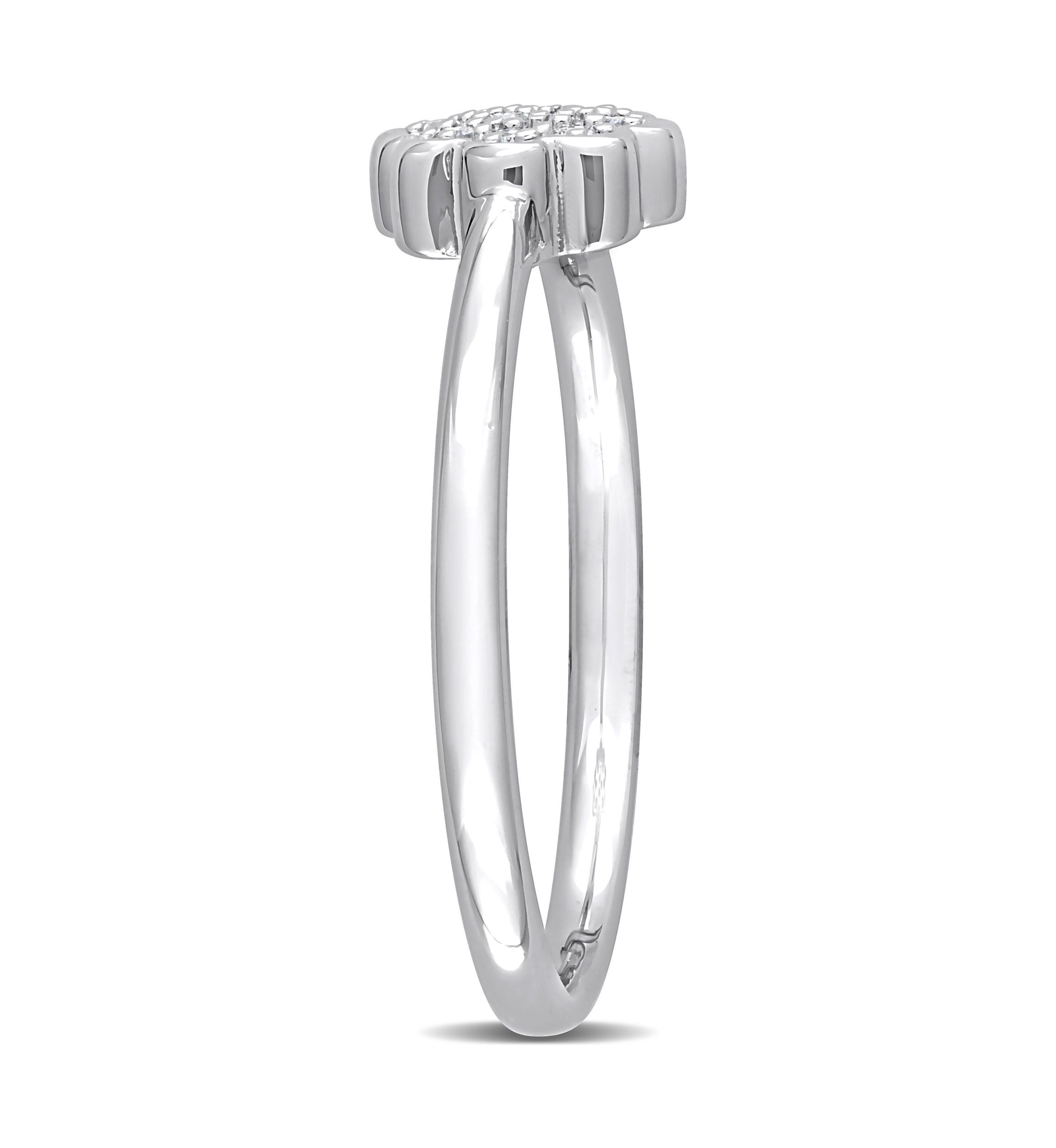 Diamond Accent Flower Promise Ring in Sterling Silver