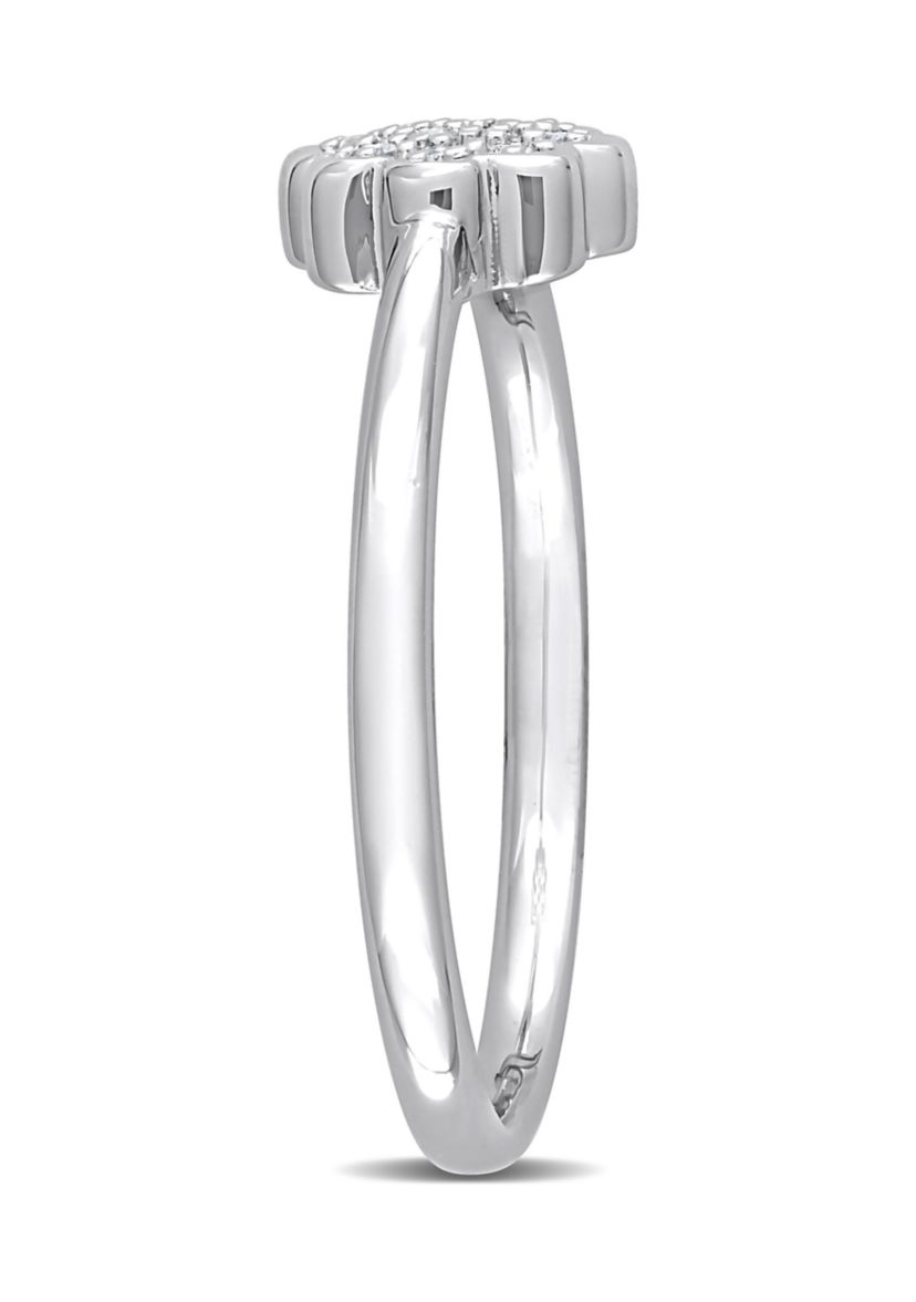 Diamond Accent Flower Promise Ring in Sterling Silver