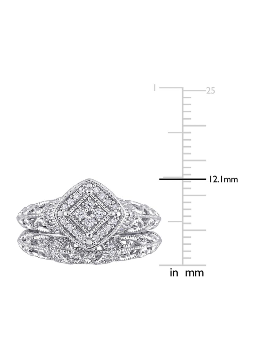 1/5 CT TW Diamond Vintage Bridal Set in Sterling Silver