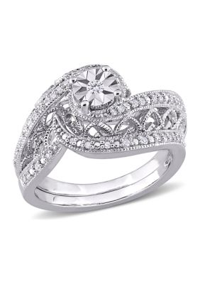 Belk & Co 1/5 CT TW Diamond Vintage Bridal Set in Sterling Silver