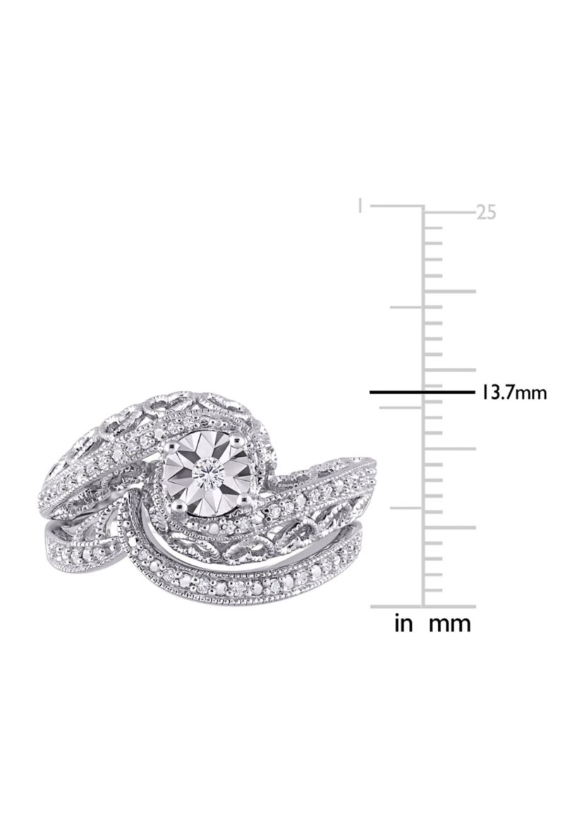 1/5 CT TW Diamond Vintage Bridal Set in Sterling Silver