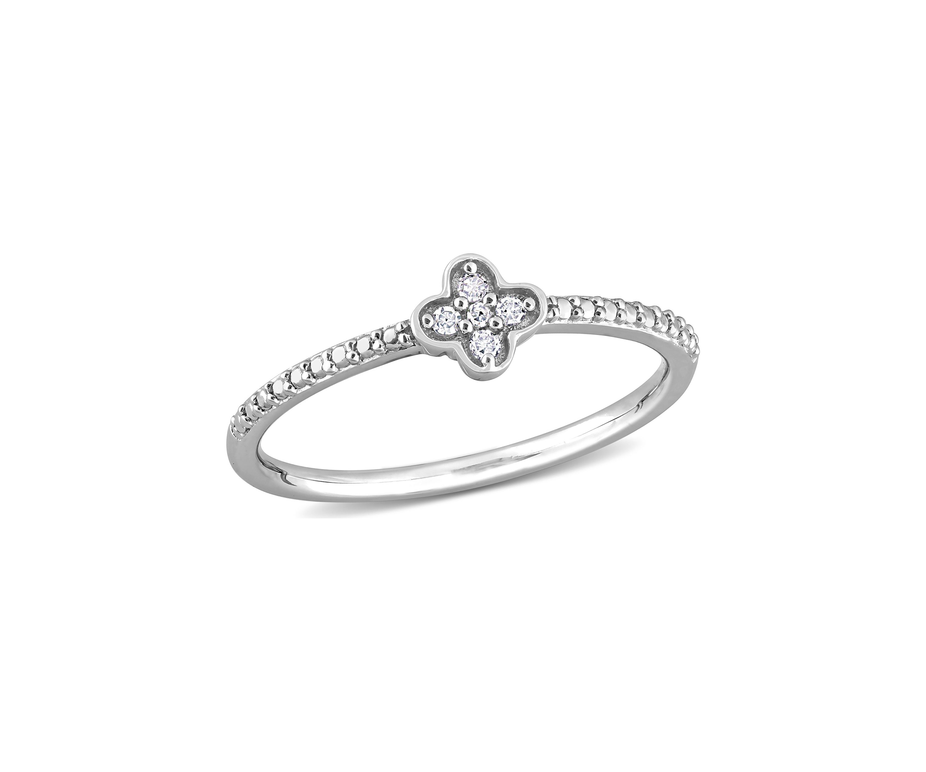 Diamond Accent Floral Promise Ring in Sterling Silver