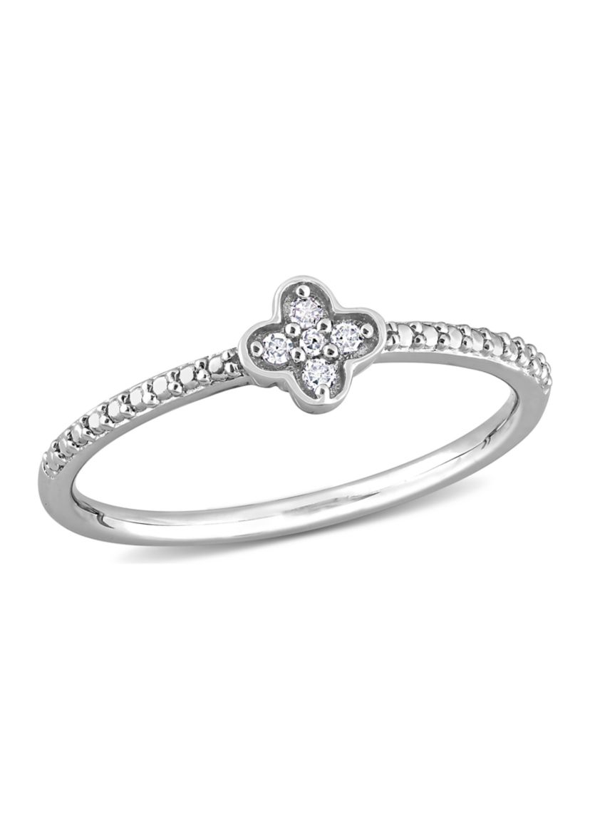 Diamond Accent Floral Promise Ring in Sterling Silver