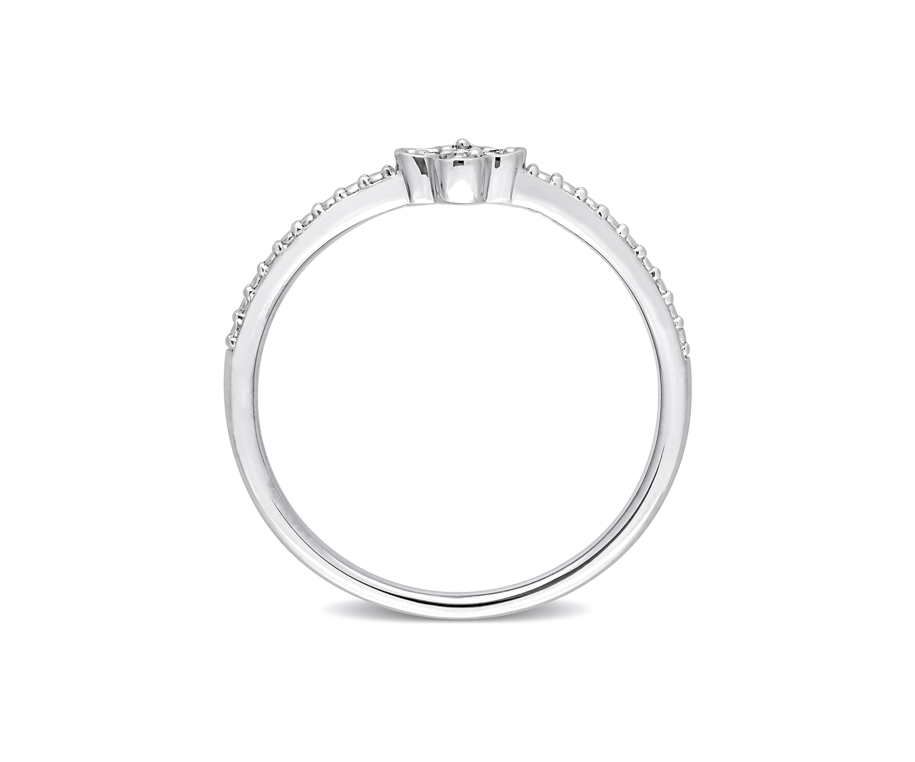 Diamond Accent Floral Promise Ring in Sterling Silver