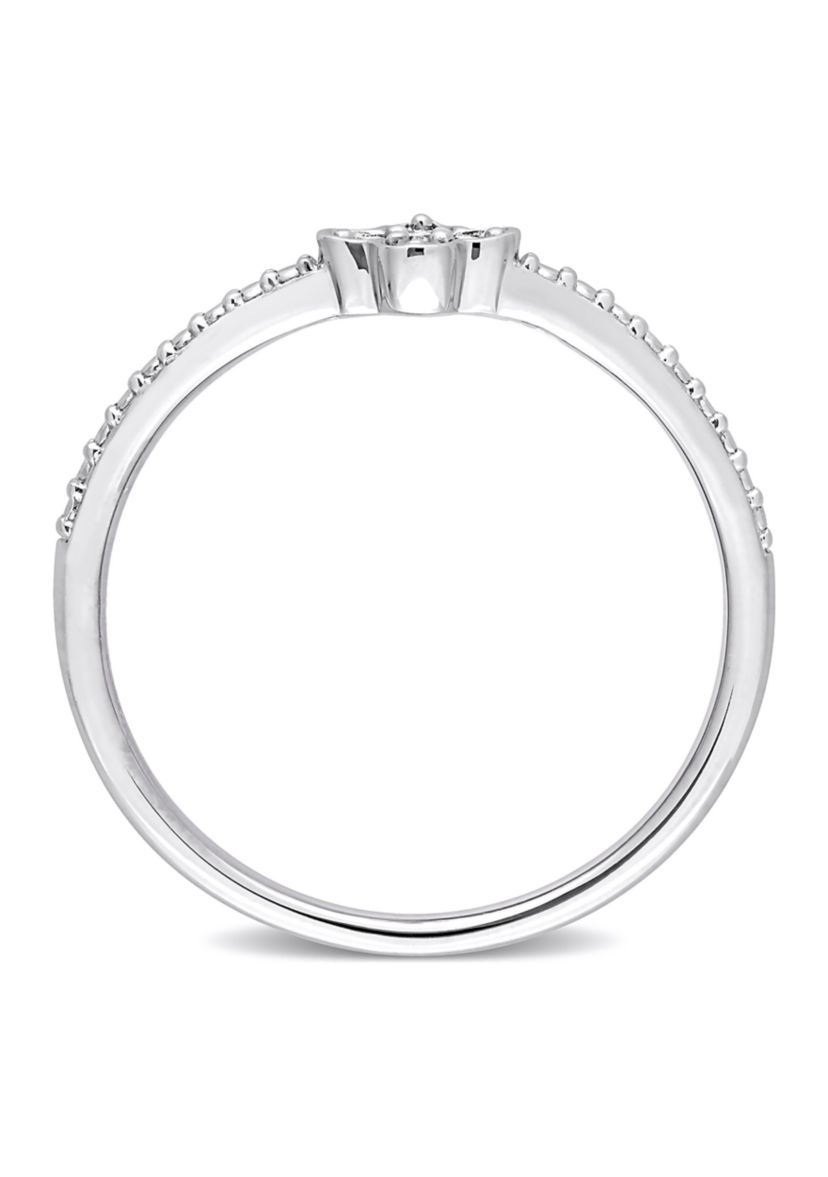 Diamond Accent Floral Promise Ring in Sterling Silver