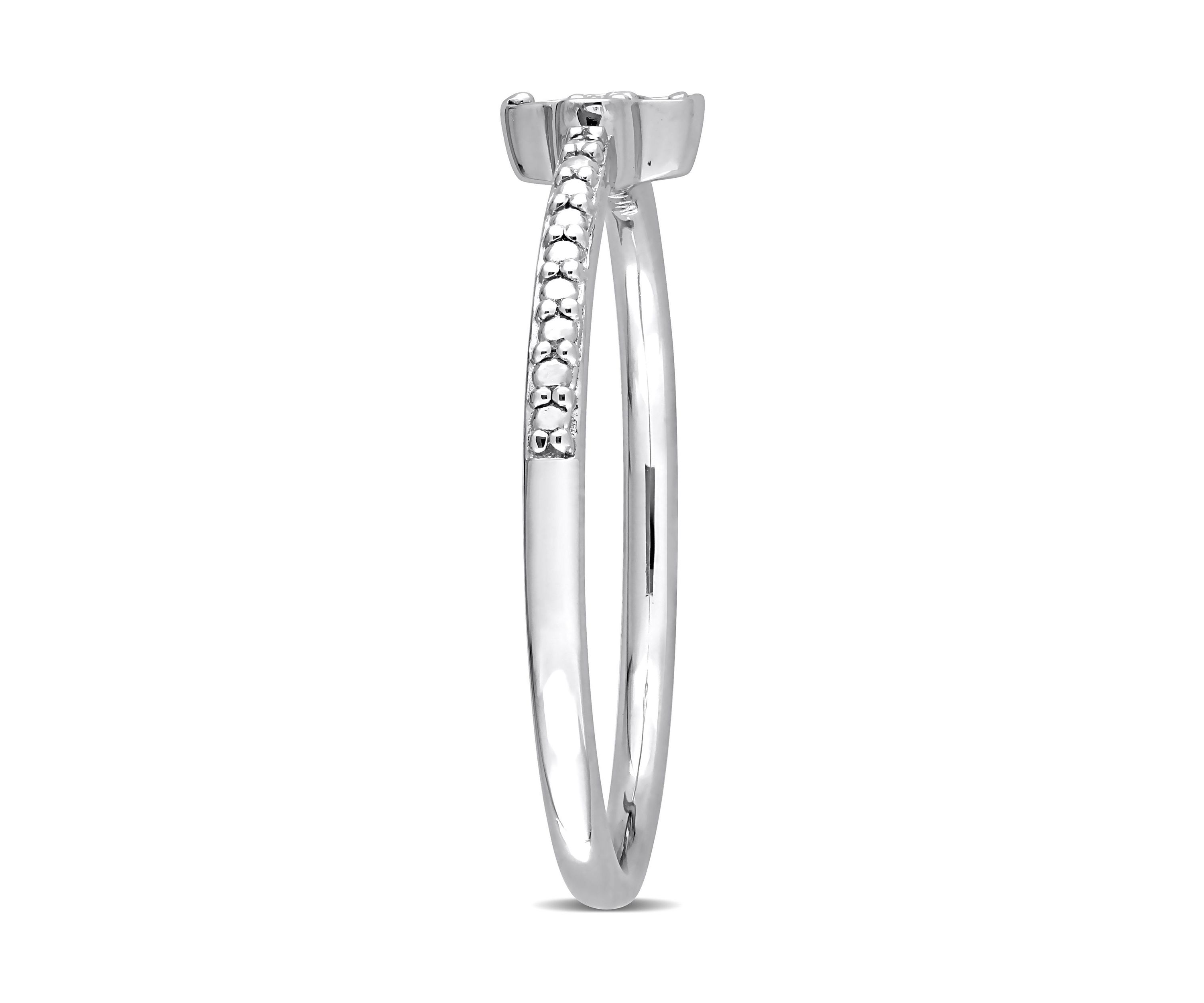 Diamond Accent Floral Promise Ring in Sterling Silver
