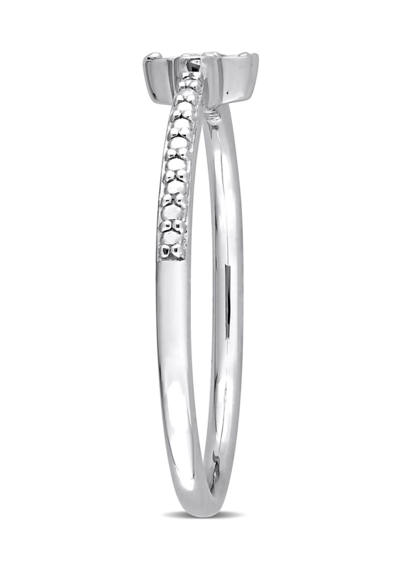 Diamond Accent Floral Promise Ring in Sterling Silver