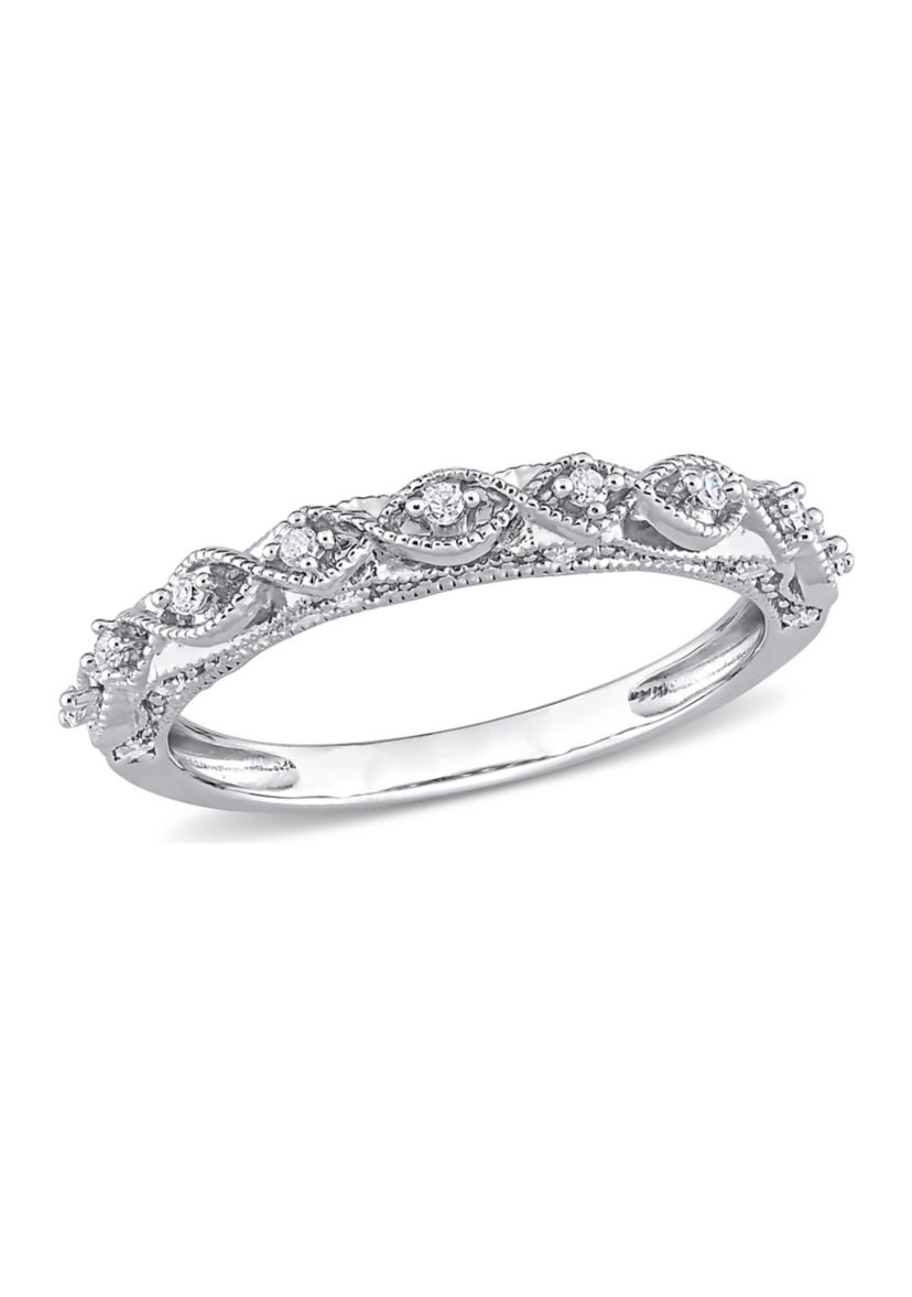 1/8 CT TW Diamond Vintage Anniversary Band in Sterling Silver