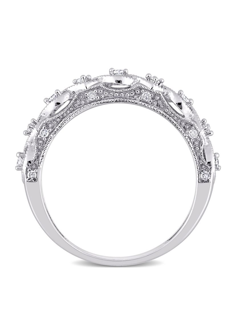 1/8 CT TW Diamond Vintage Anniversary Band in Sterling Silver