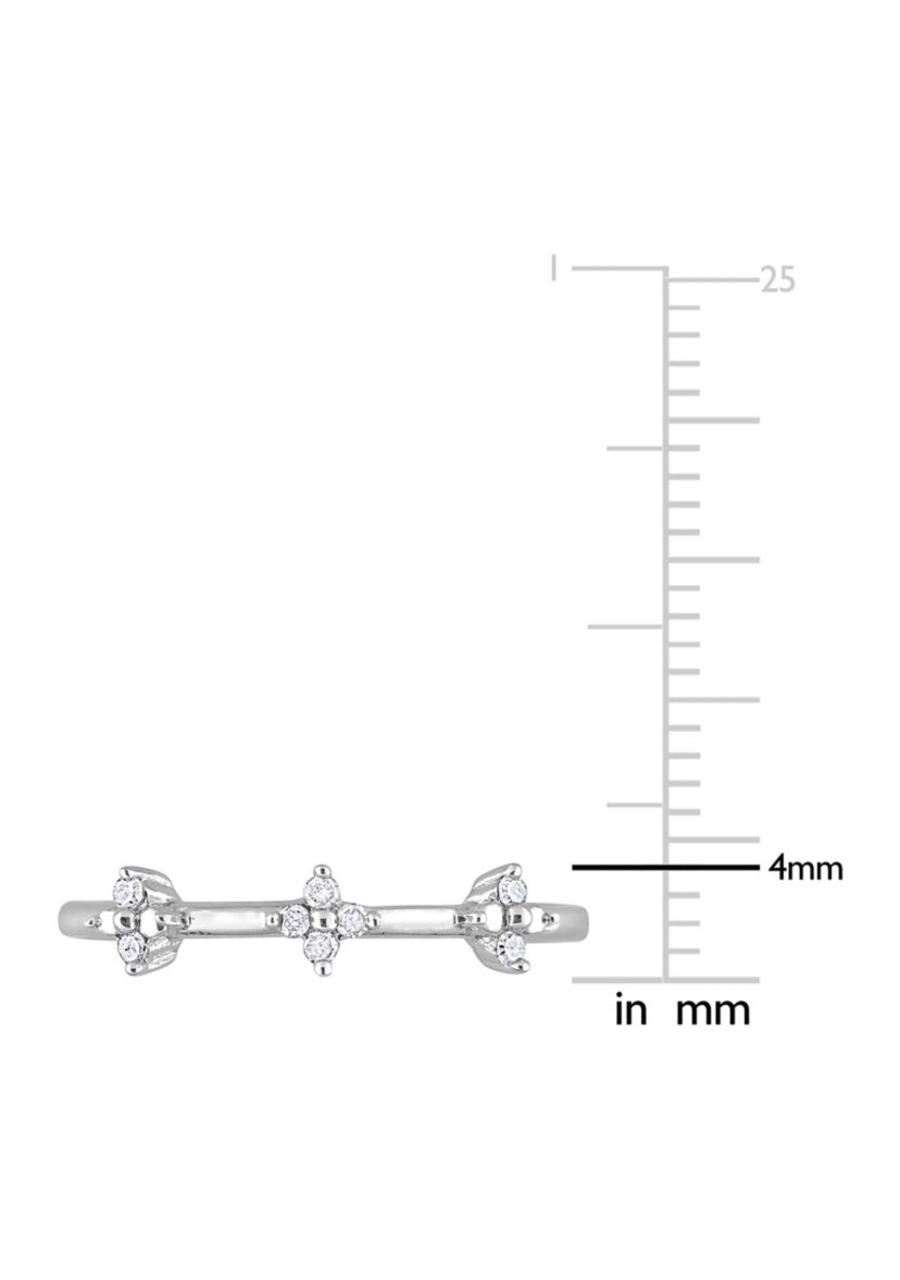 1/10 CT TW Diamond Floral Promise Ring in Sterling Silver