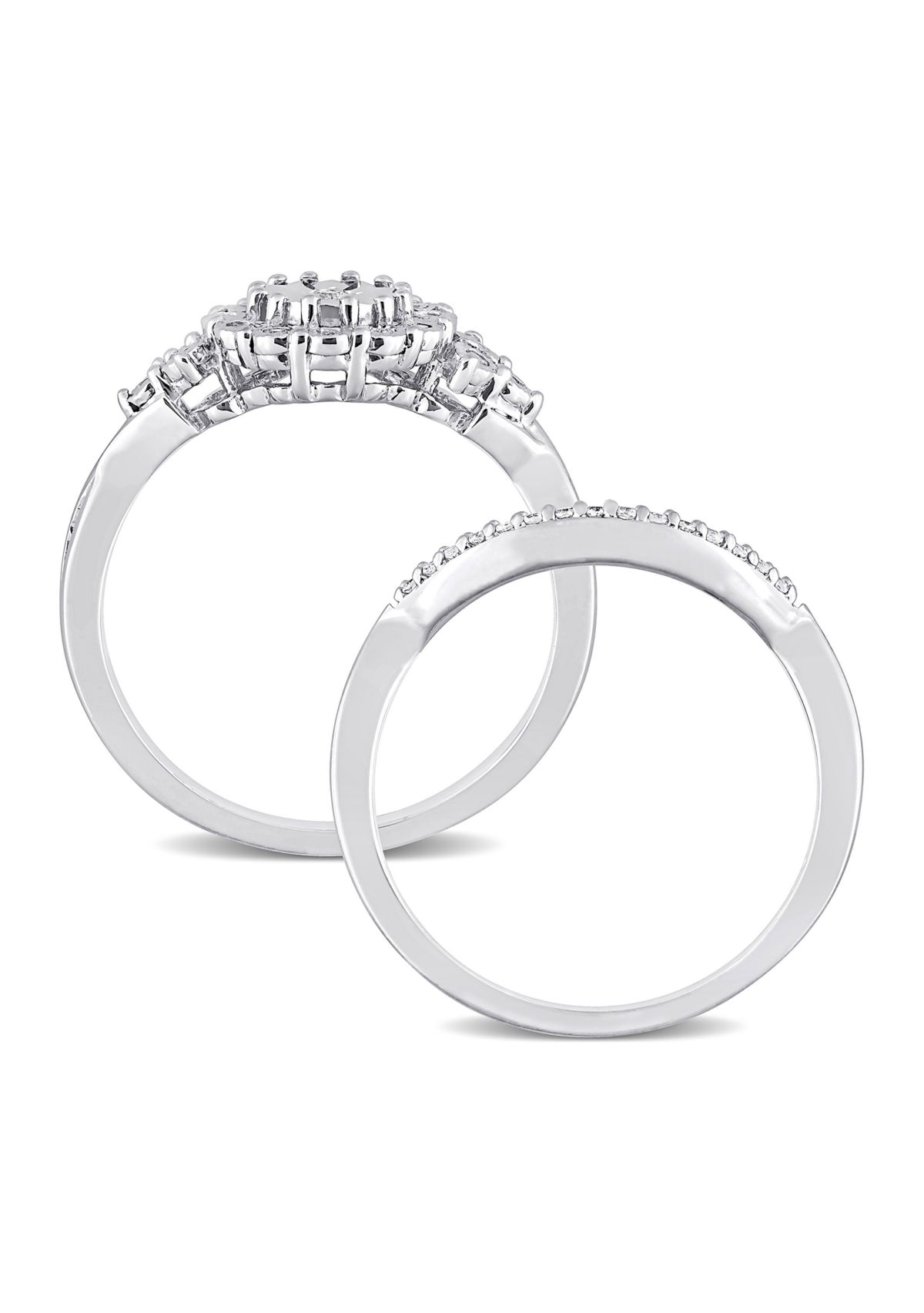 1/5 CT TW Diamond Vintage Bridal Set in Sterling Silver