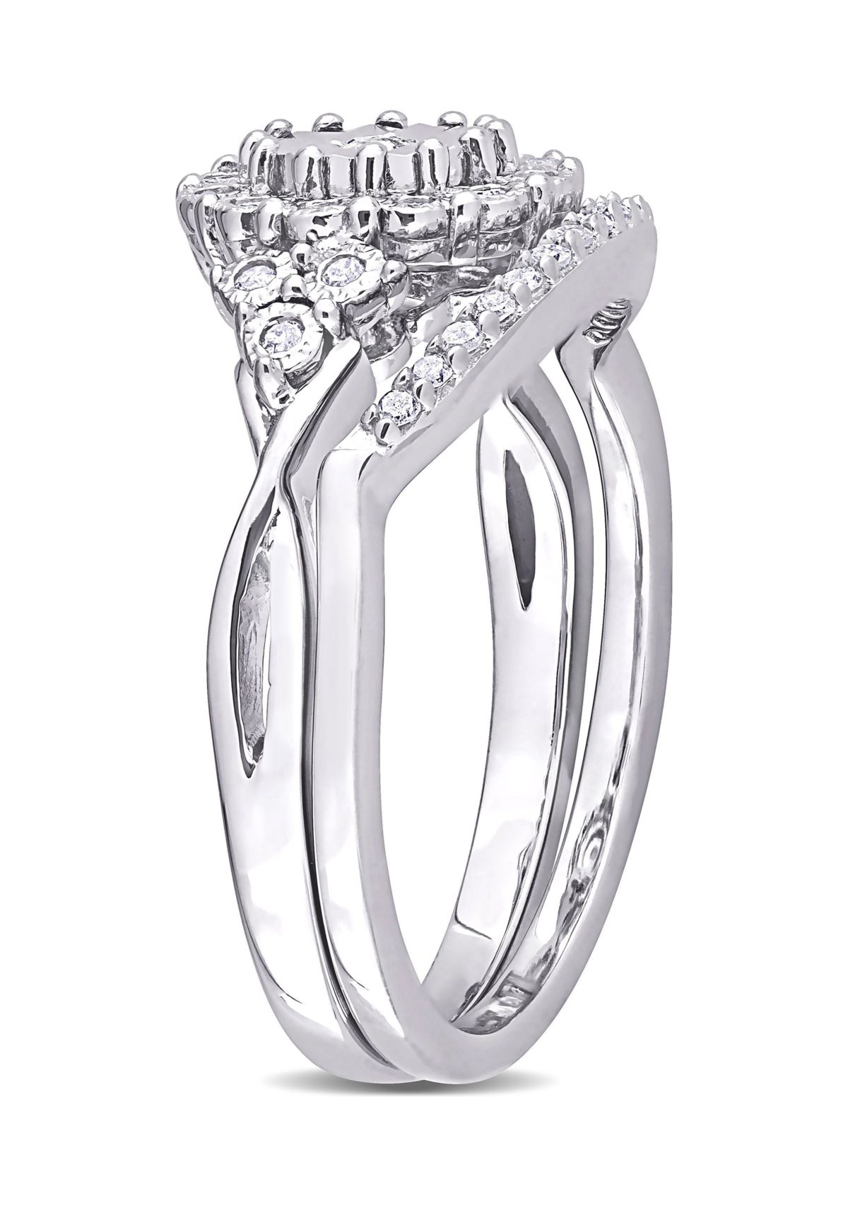 1/5 CT TW Diamond Vintage Bridal Set in Sterling Silver