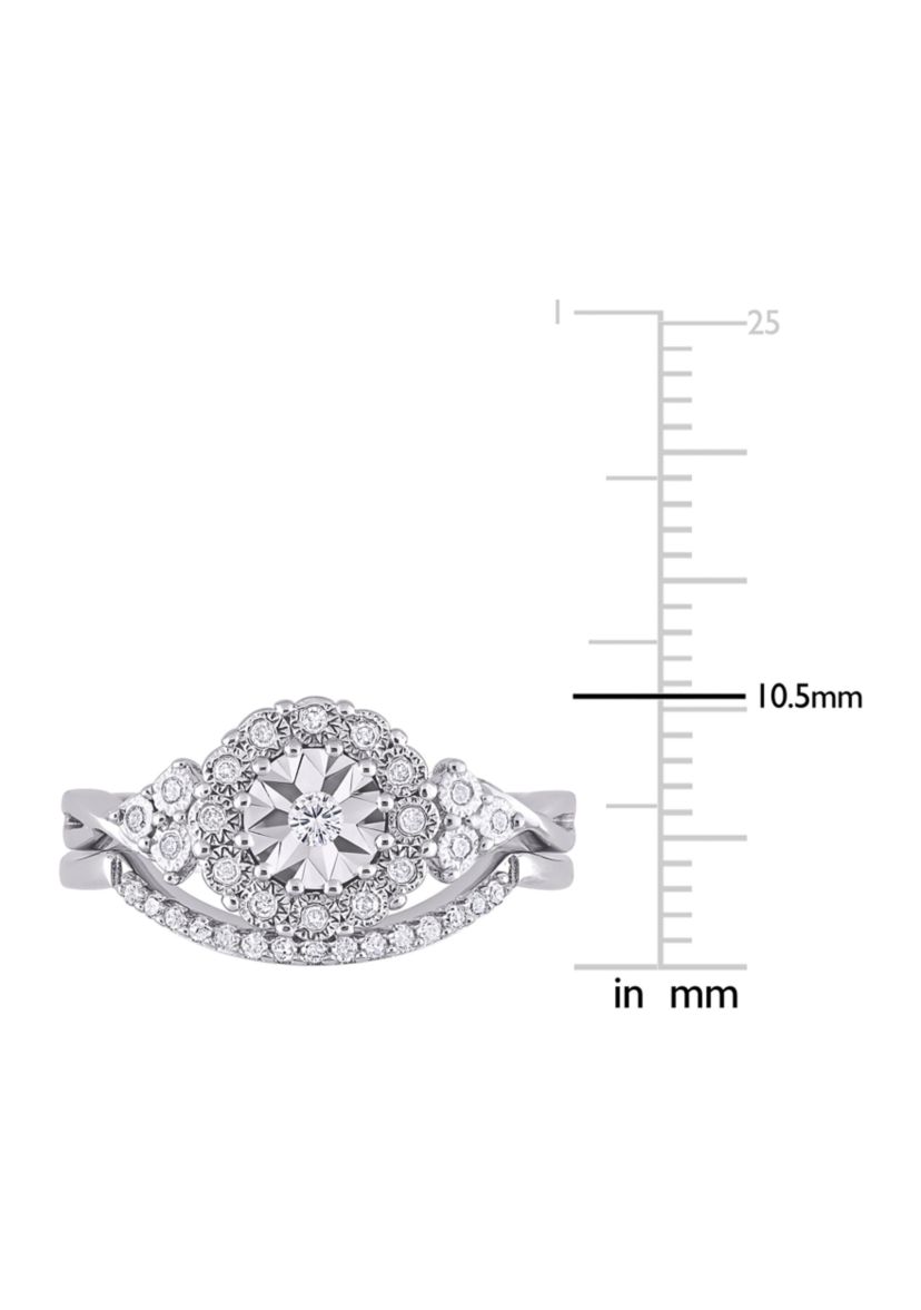 1/5 CT TW Diamond Vintage Bridal Set in Sterling Silver