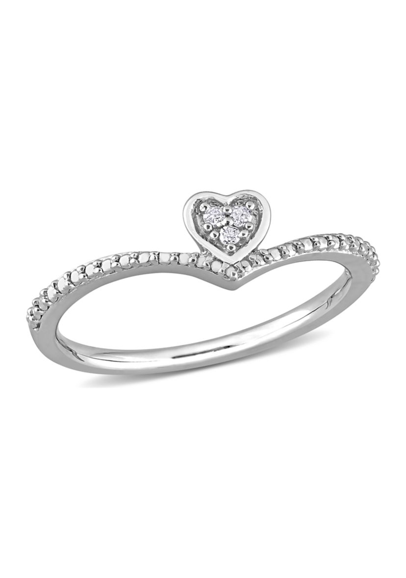 Diamond Accent Heart Promise Ring in Sterling Silver