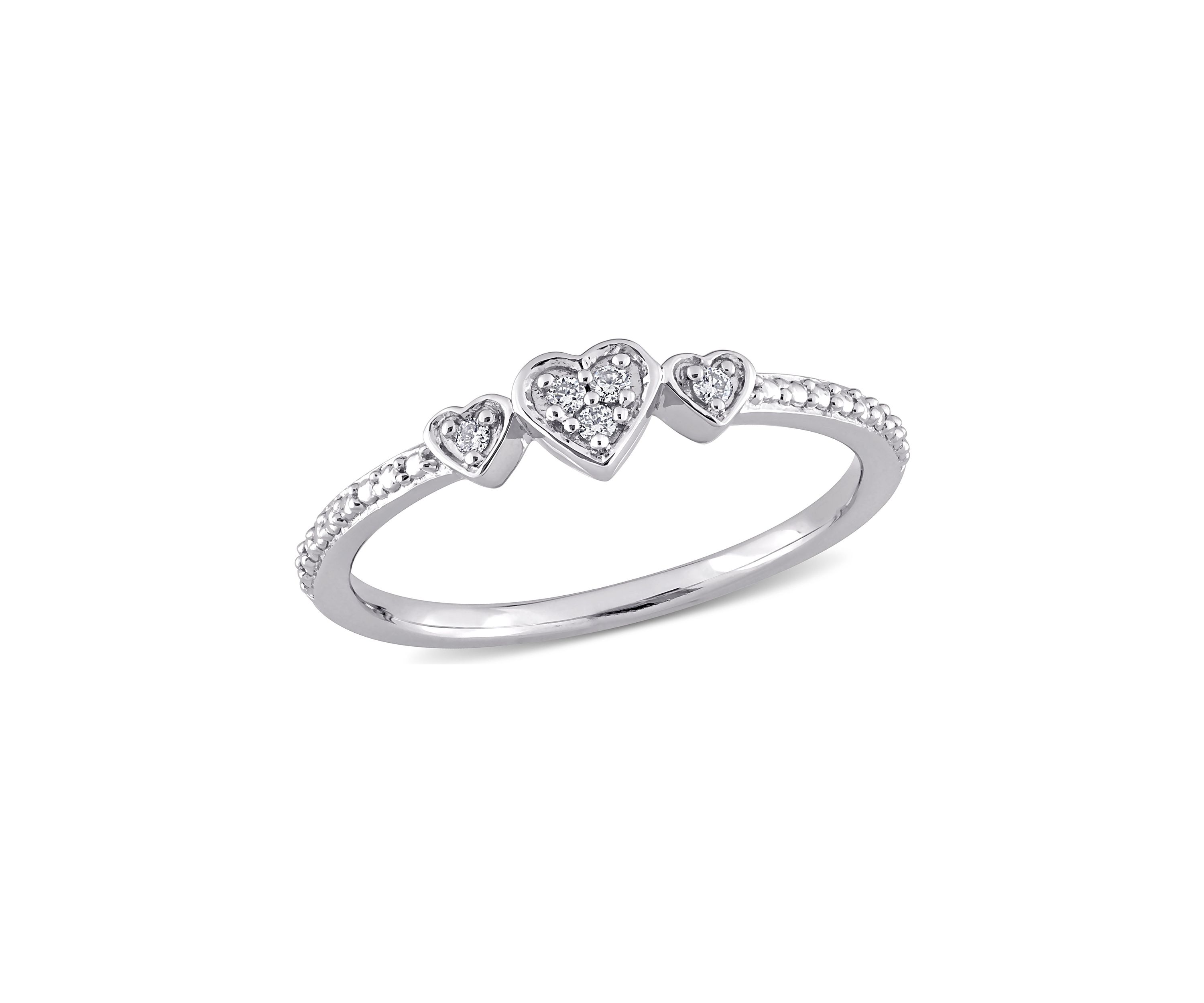 Diamond Accent 3-Heart Promise Ring in Sterling Silver
