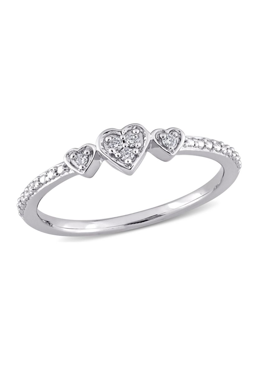 Diamond Accent 3-Heart Promise Ring in Sterling Silver