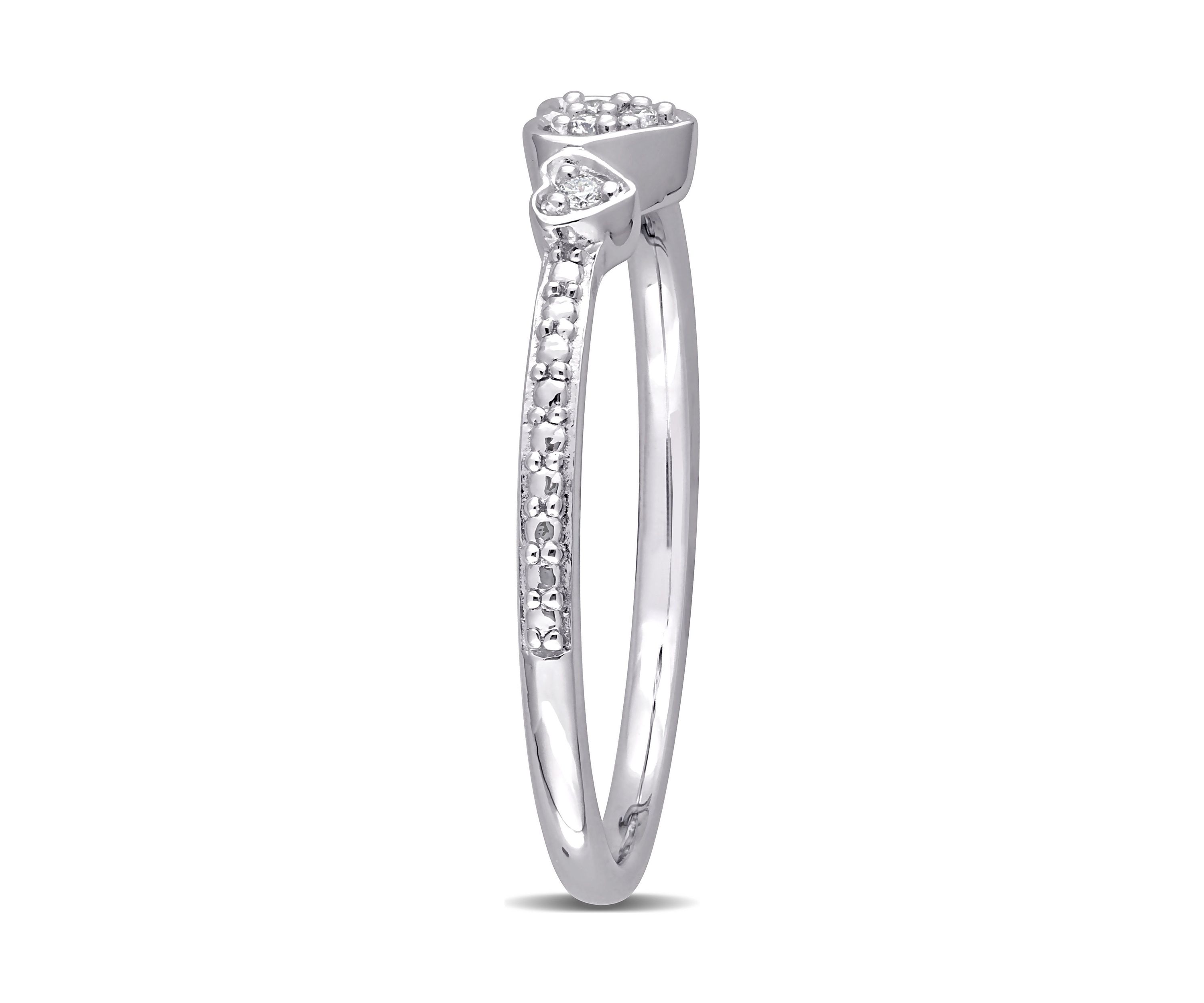Diamond Accent 3-Heart Promise Ring in Sterling Silver