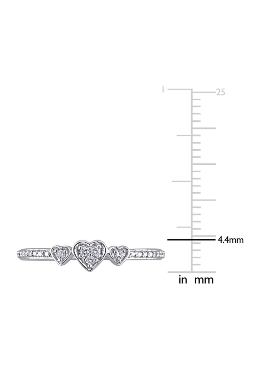Diamond Accent 3-Heart Promise Ring in Sterling Silver