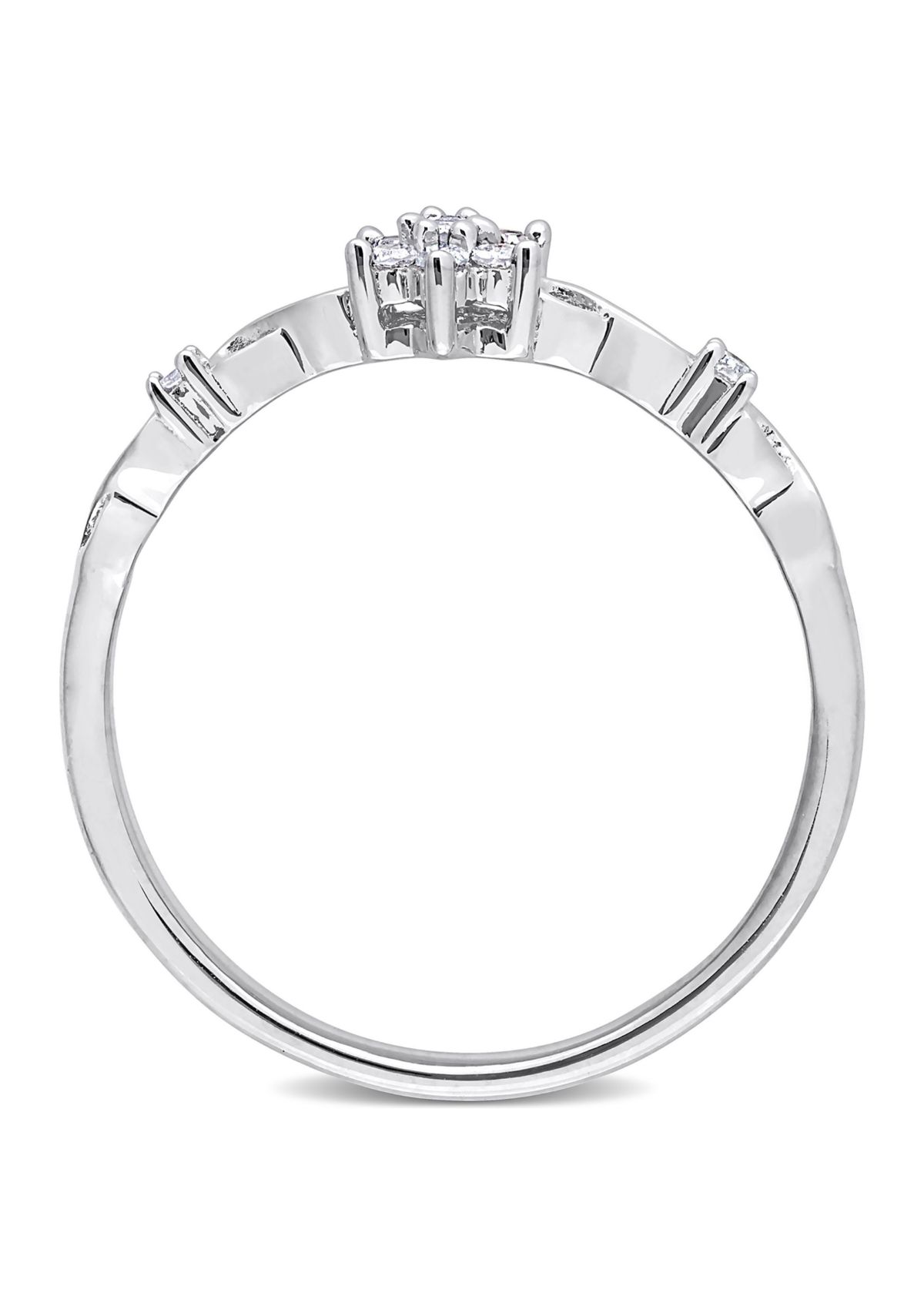 1/10 CT TW Diamond Floral Promise Ring in Sterling Silver