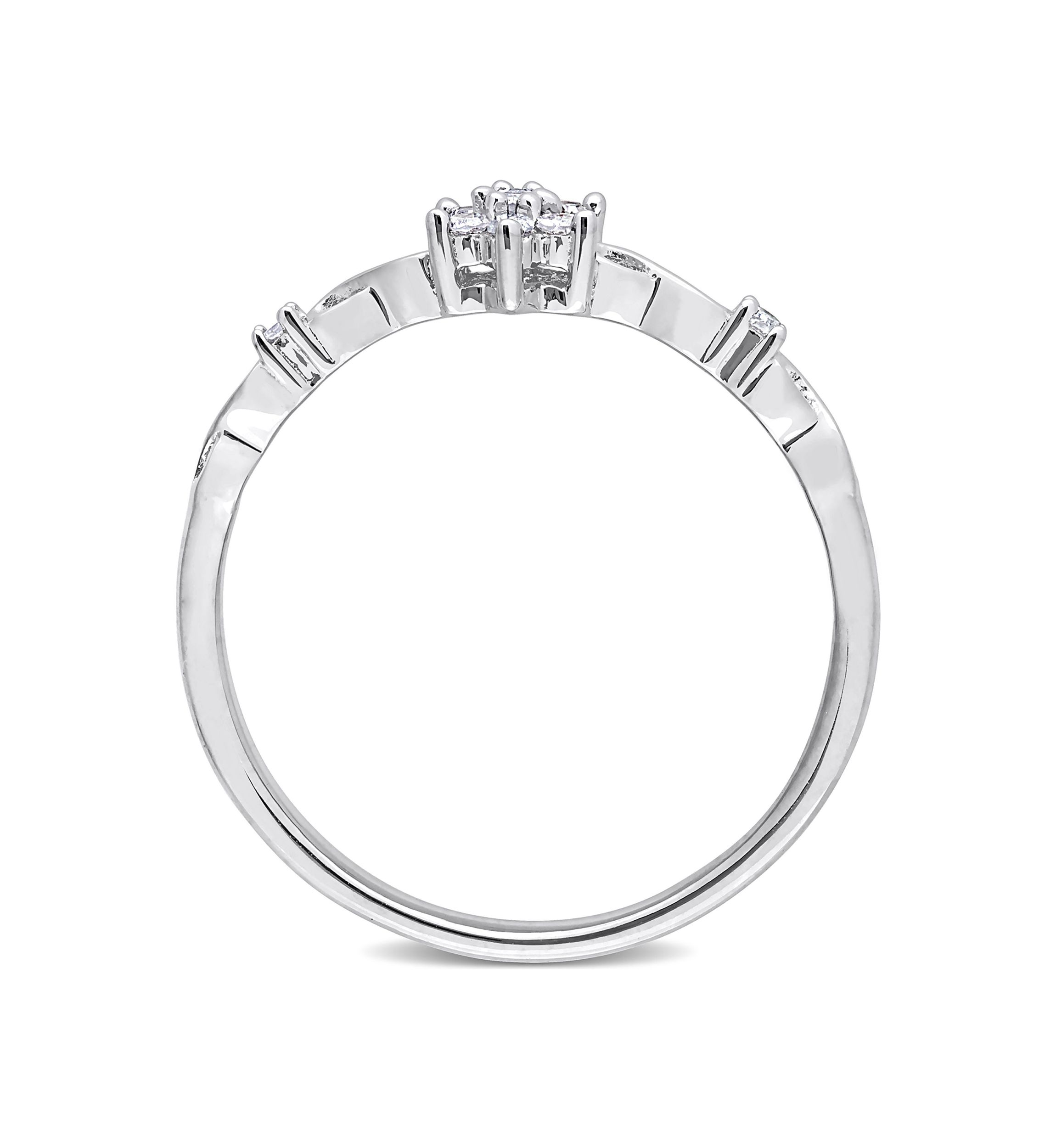 1/10 CT TW Diamond Floral Promise Ring in Sterling Silver