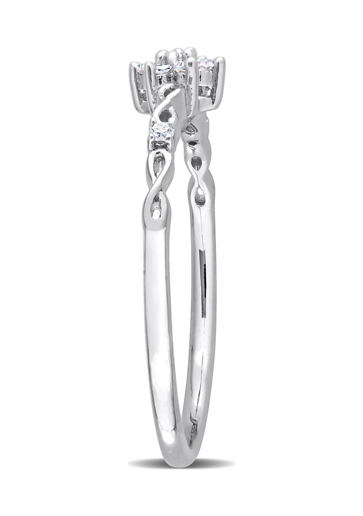1/10 CT TW Diamond Floral Promise Ring in Sterling Silver