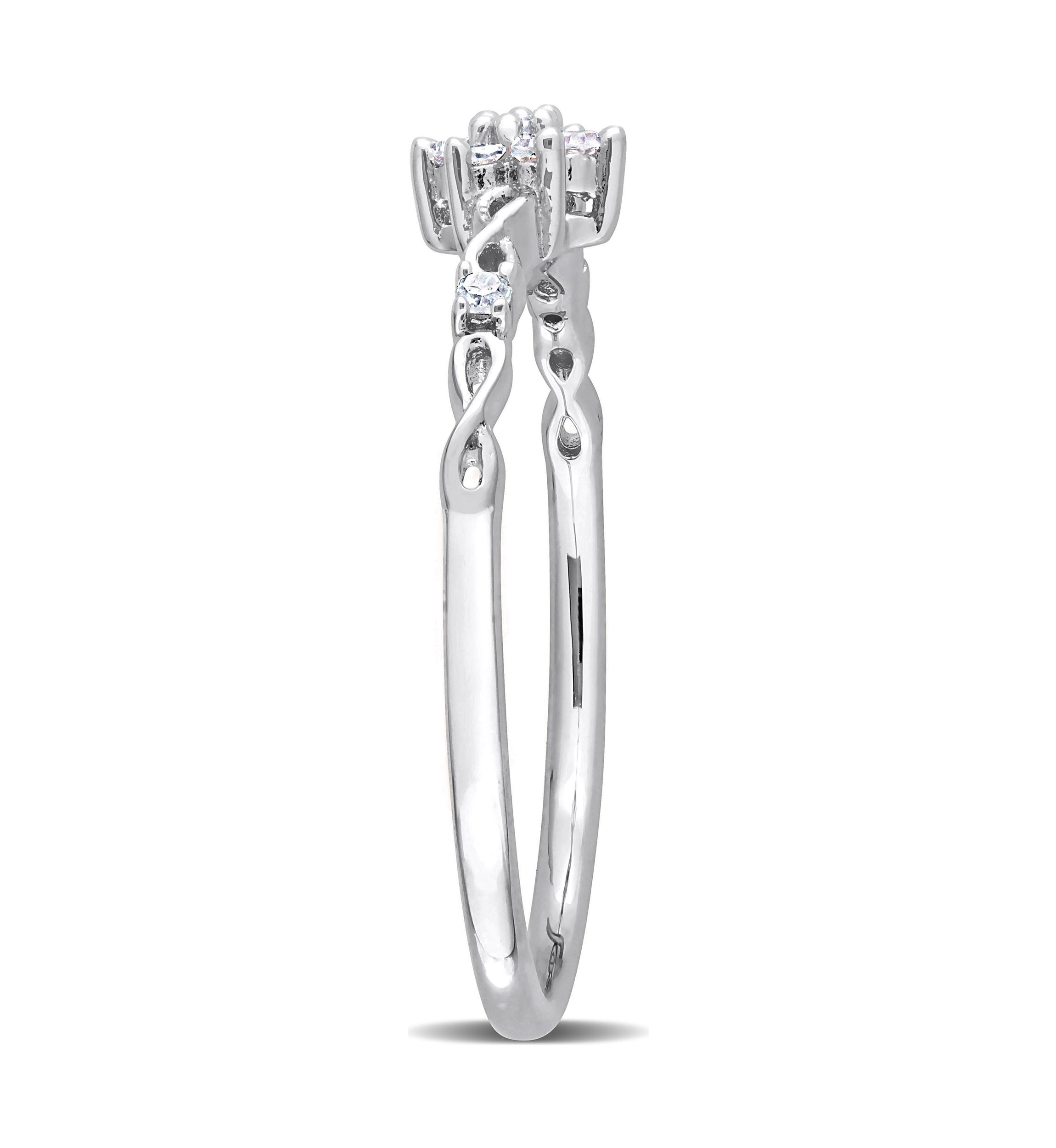 1/10 CT TW Diamond Floral Promise Ring in Sterling Silver