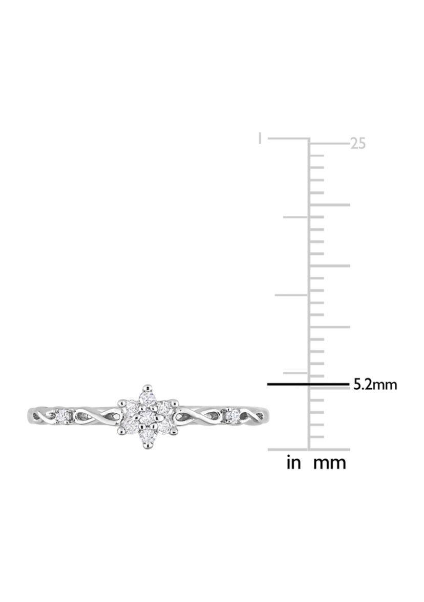1/10 CT TW Diamond Floral Promise Ring in Sterling Silver