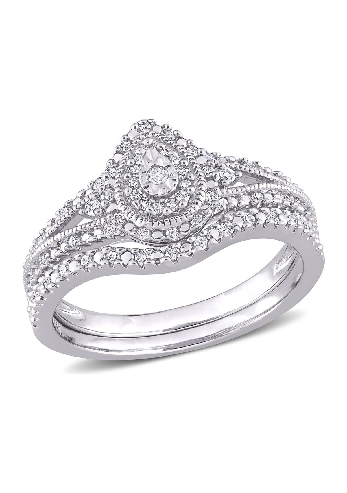 1/4 CT TW Diamond Vintage Bridal Set in Sterling Silver