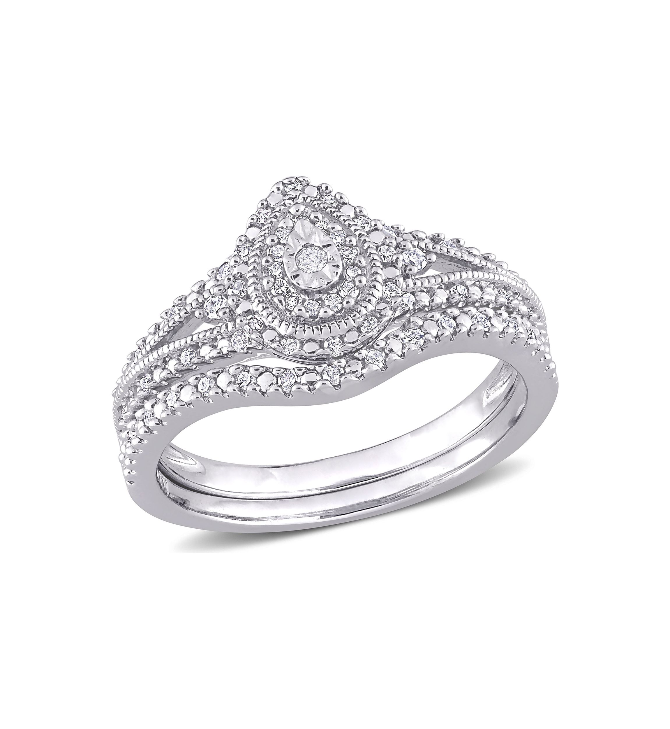 1/4 CT TW Diamond Vintage Bridal Set in Sterling Silver