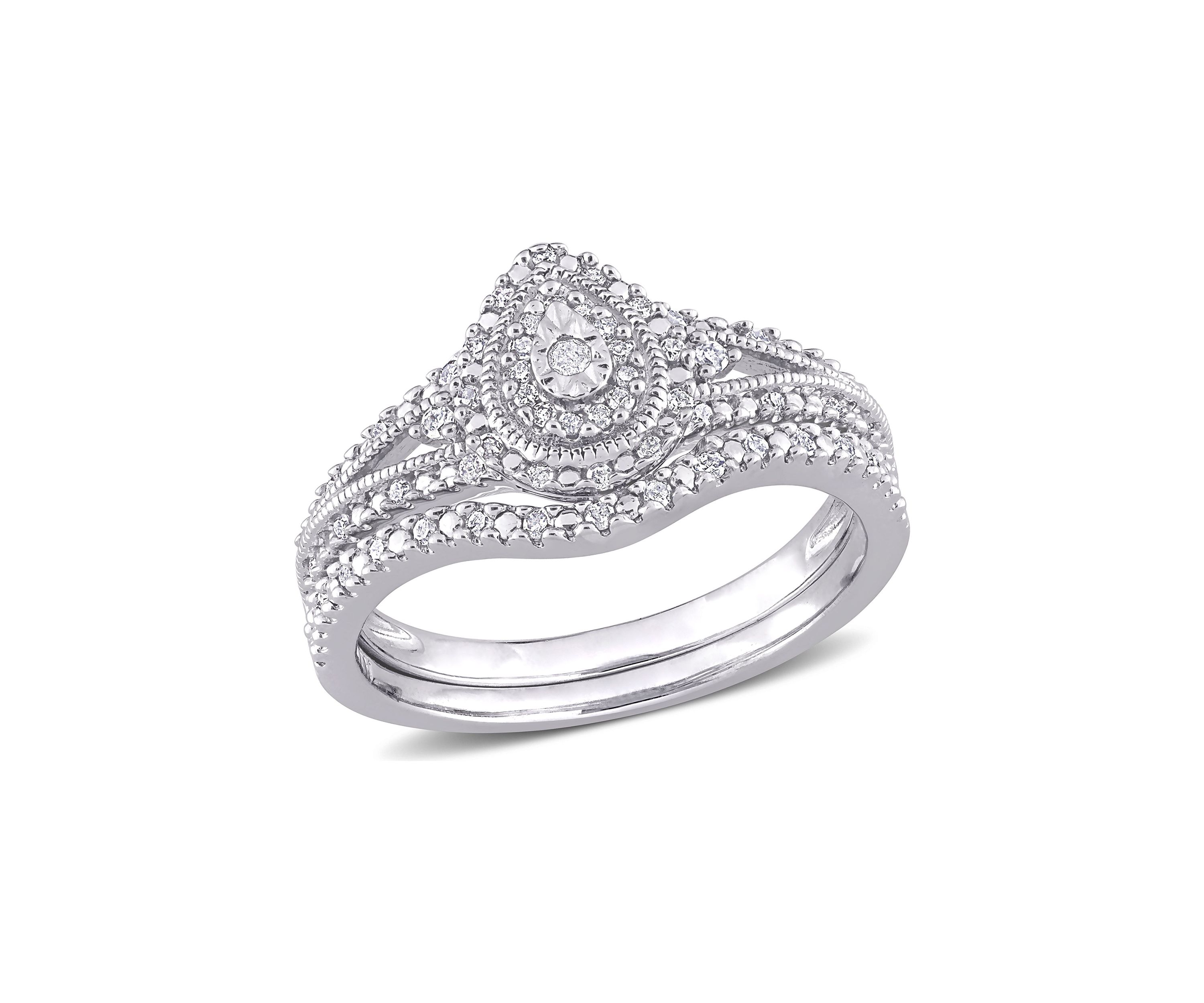 1/4 CT TW Diamond Vintage Bridal Set in Sterling Silver