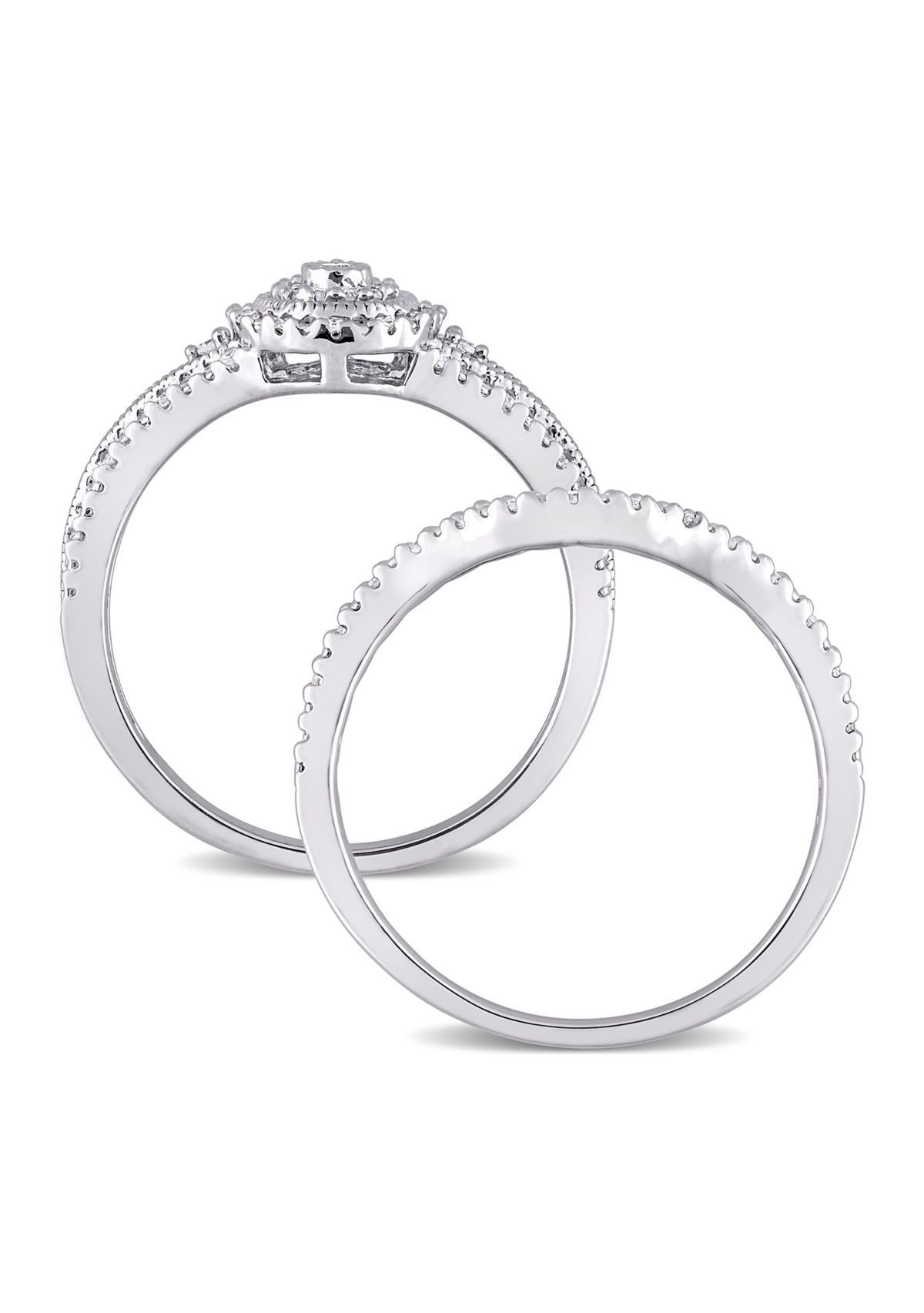 1/4 CT TW Diamond Vintage Bridal Set in Sterling Silver