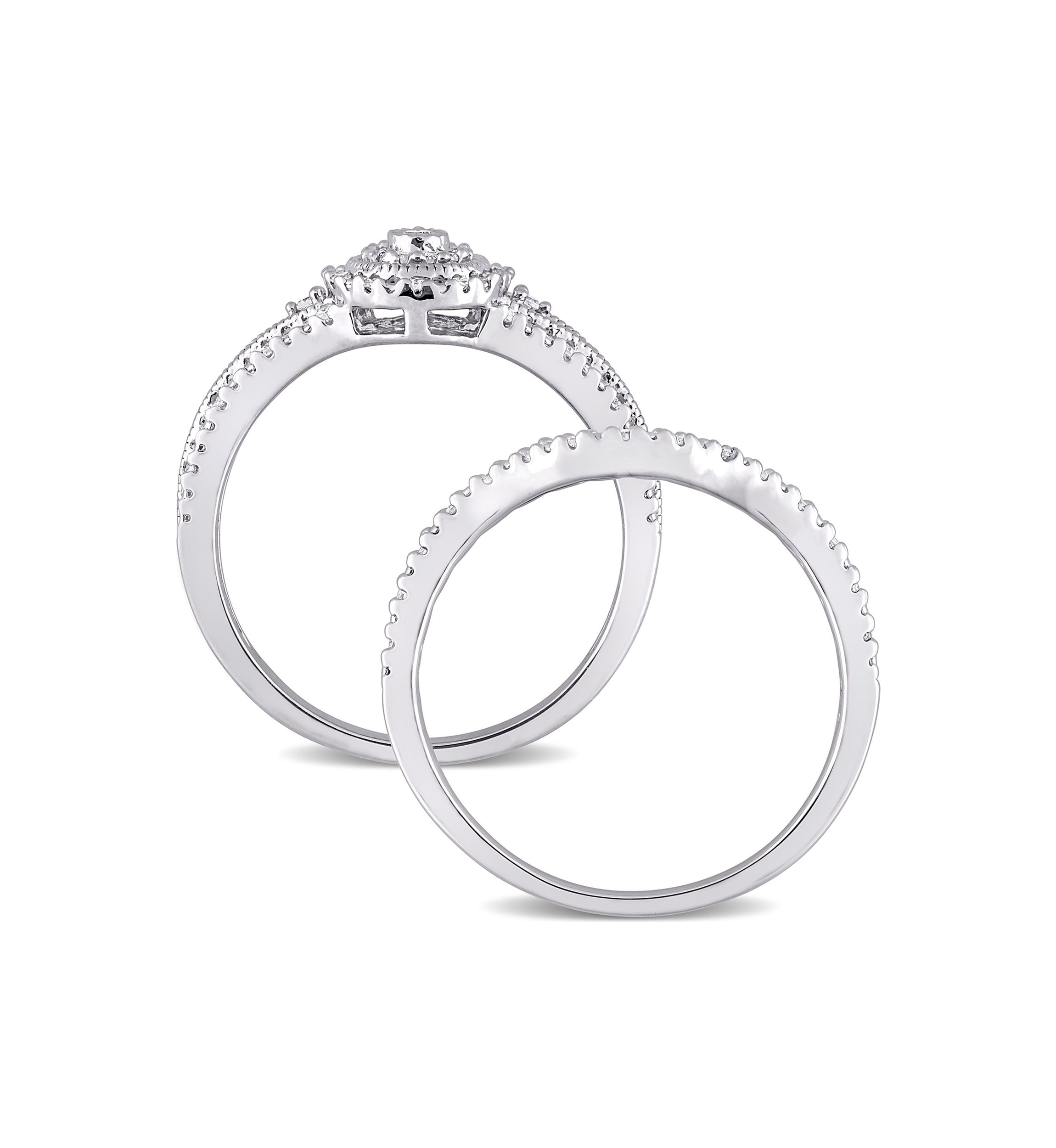 1/4 CT TW Diamond Vintage Bridal Set in Sterling Silver