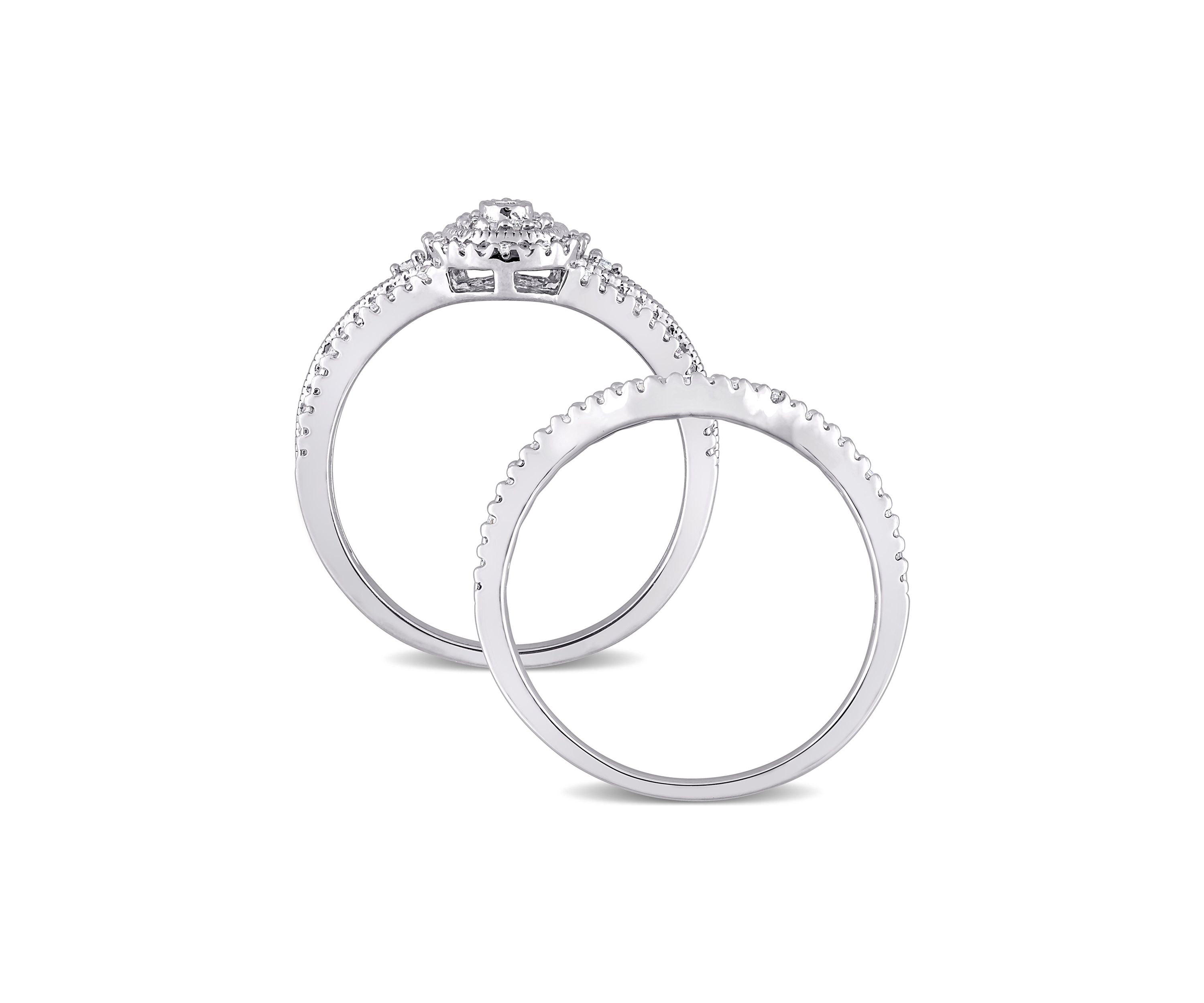 1/4 CT TW Diamond Vintage Bridal Set in Sterling Silver