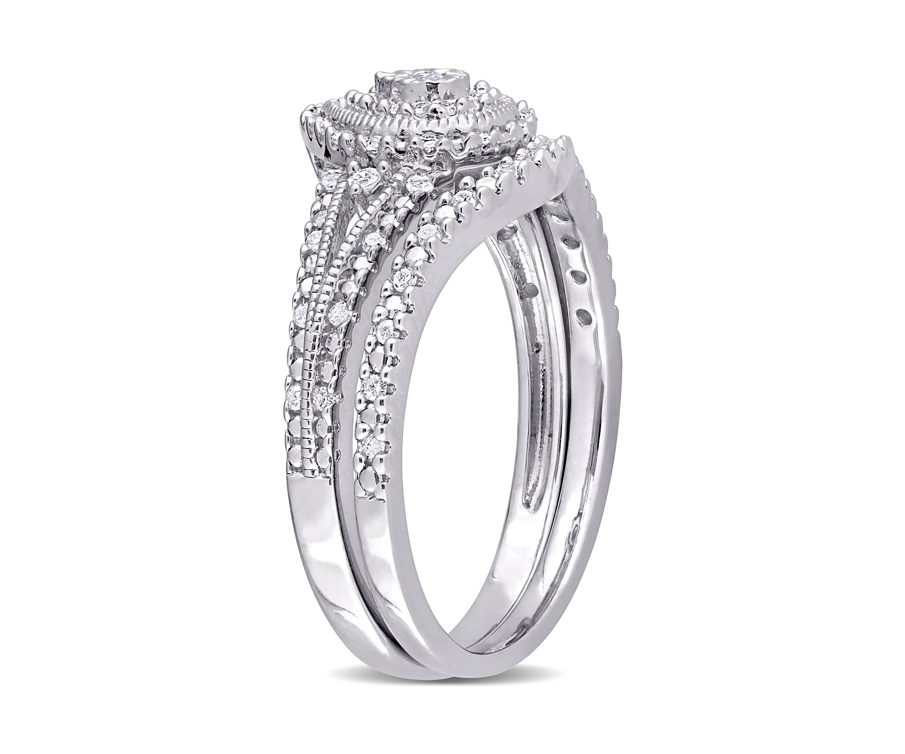 1/4 CT TW Diamond Vintage Bridal Set in Sterling Silver