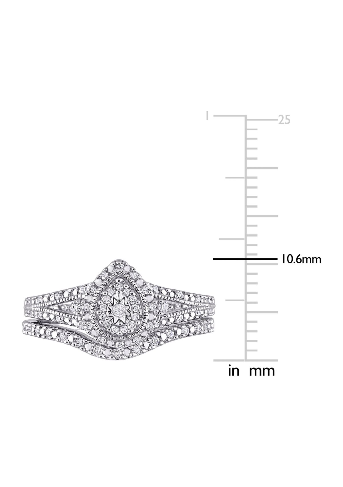 1/4 CT TW Diamond Vintage Bridal Set in Sterling Silver