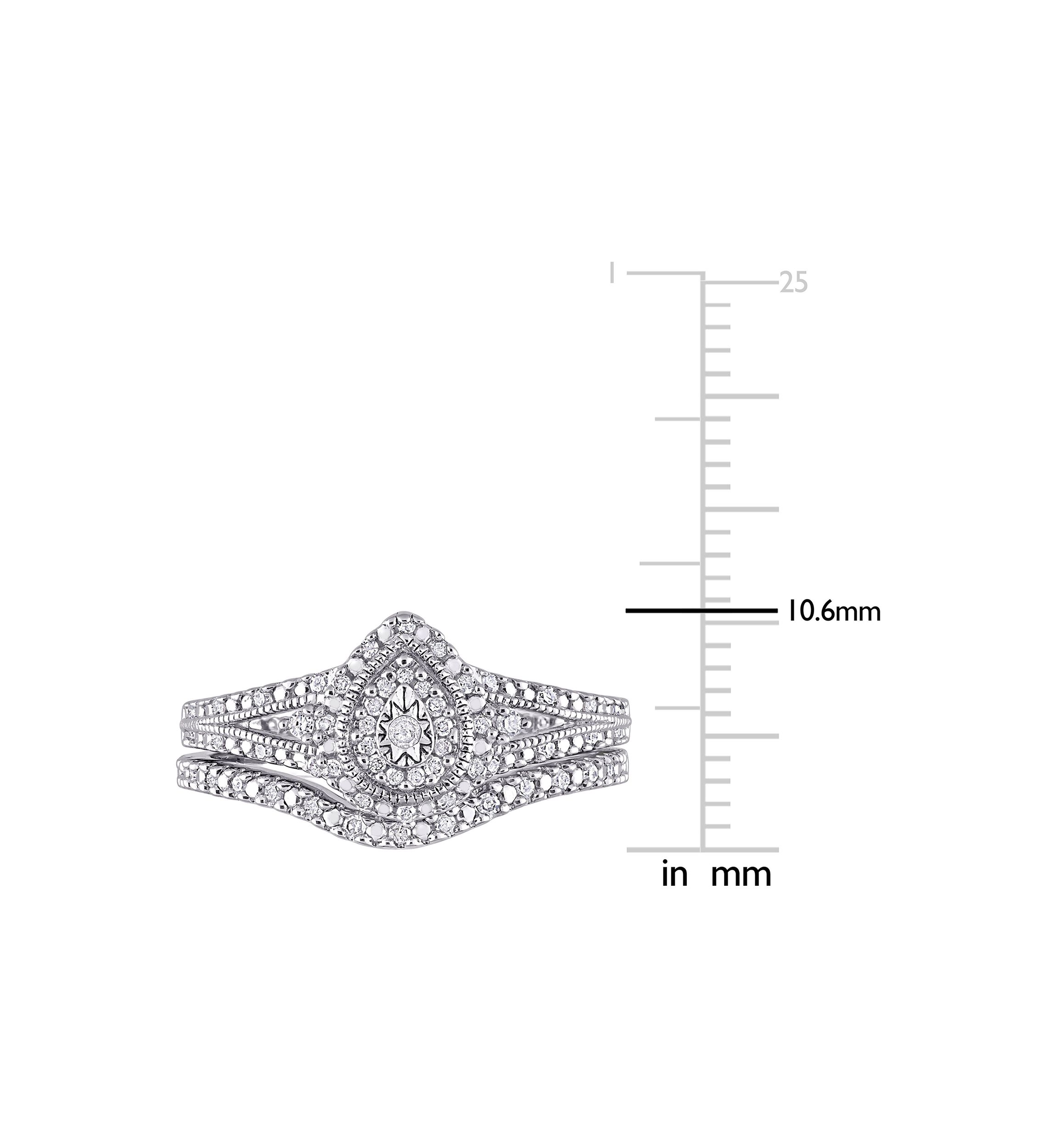 1/4 CT TW Diamond Vintage Bridal Set in Sterling Silver