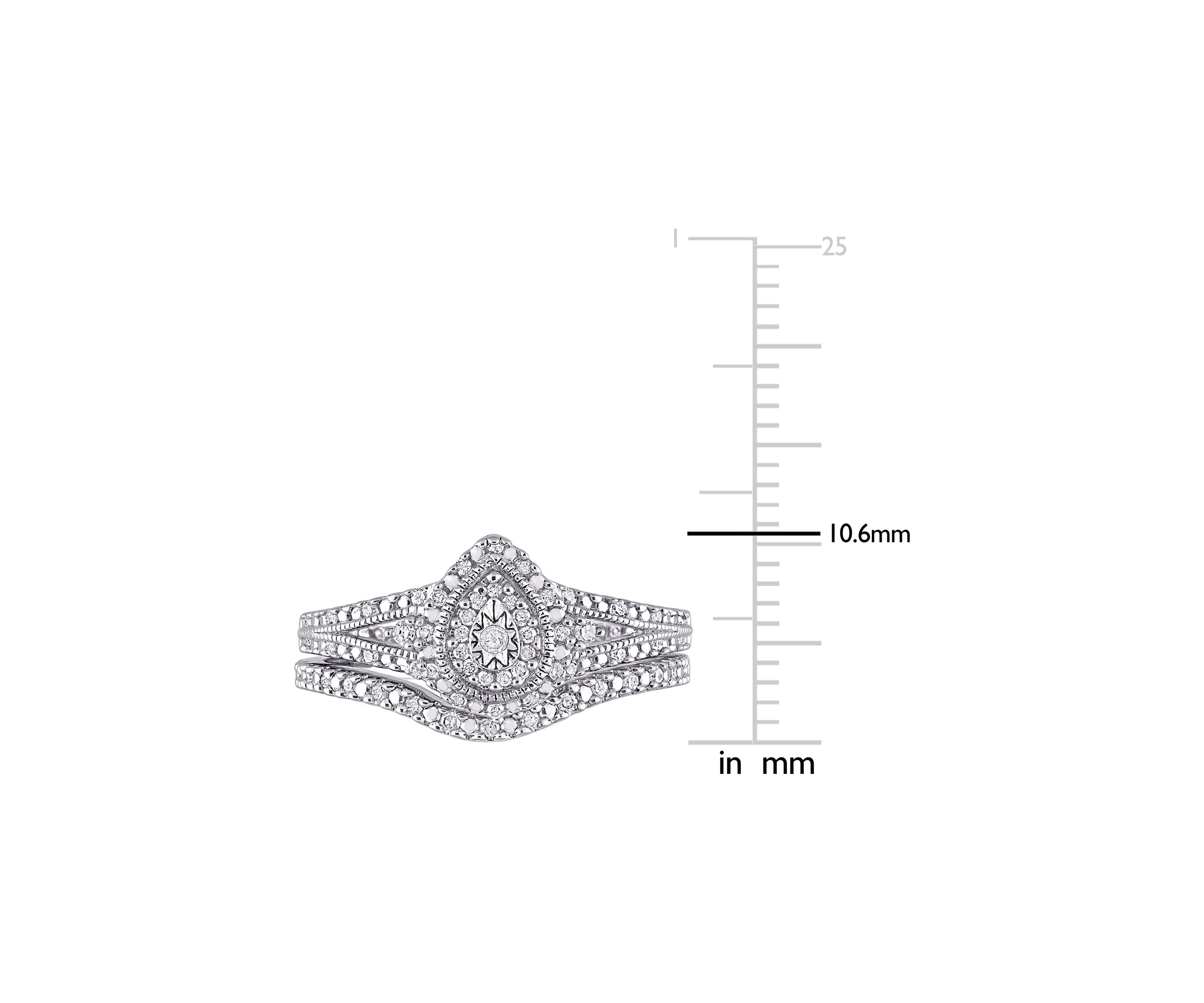 1/4 CT TW Diamond Vintage Bridal Set in Sterling Silver