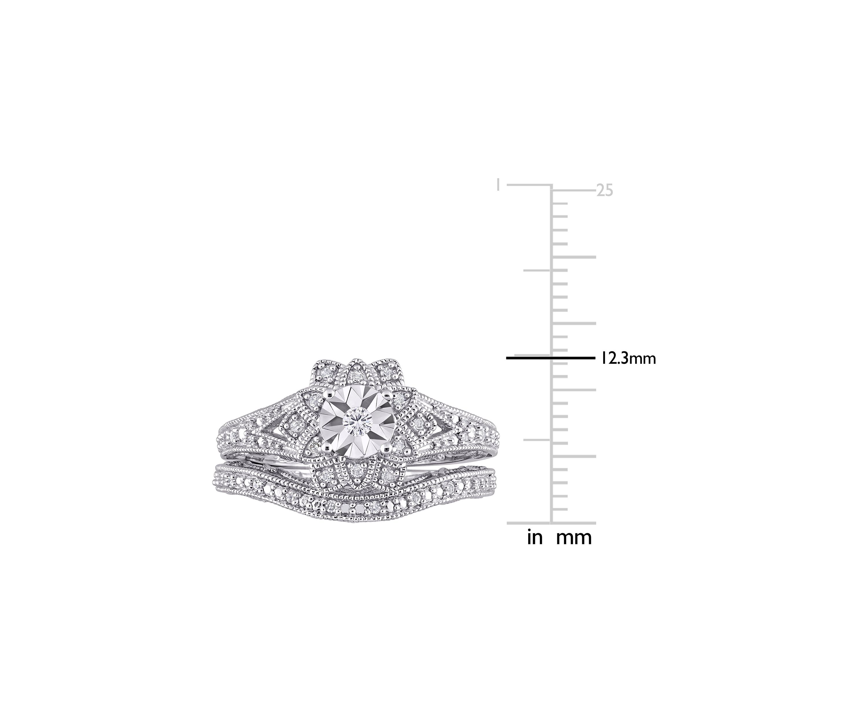 1/5 CT TW Diamond Vintage Bridal Set in Sterling Silver