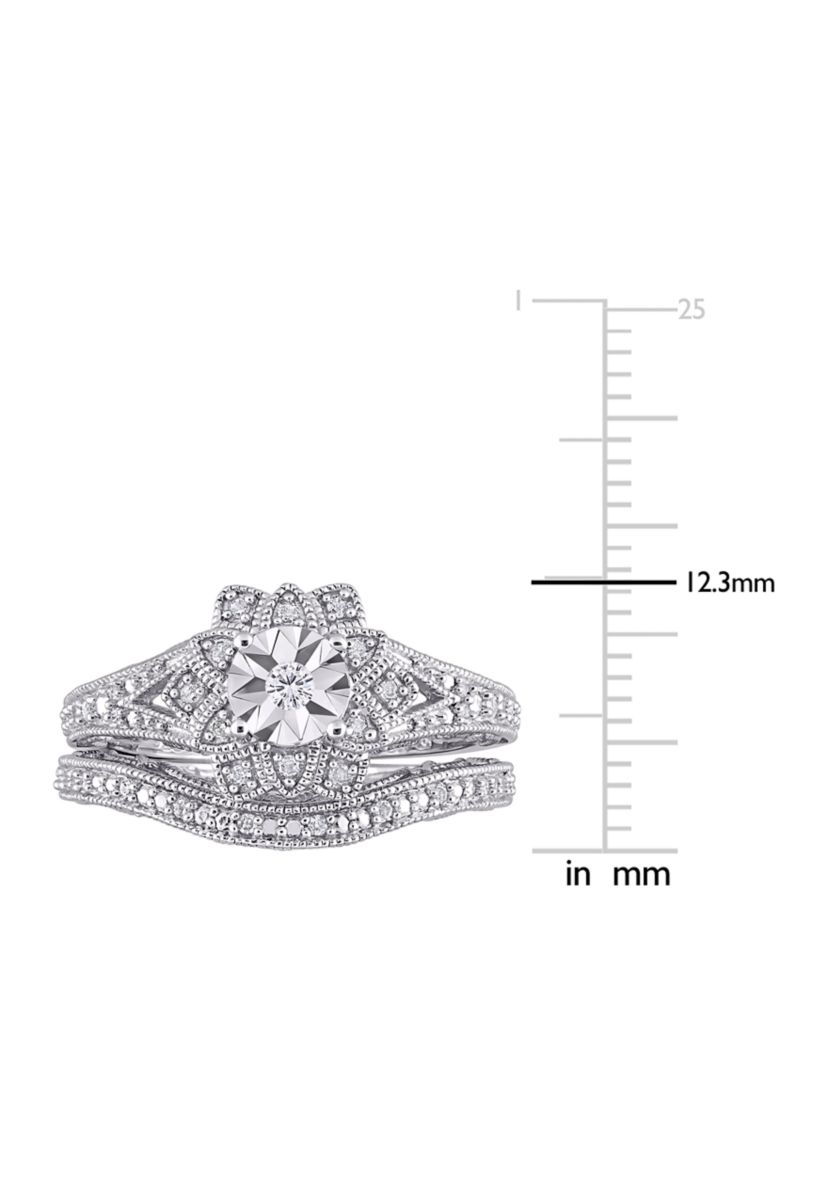 1/5 CT TW Diamond Vintage Bridal Set in Sterling Silver