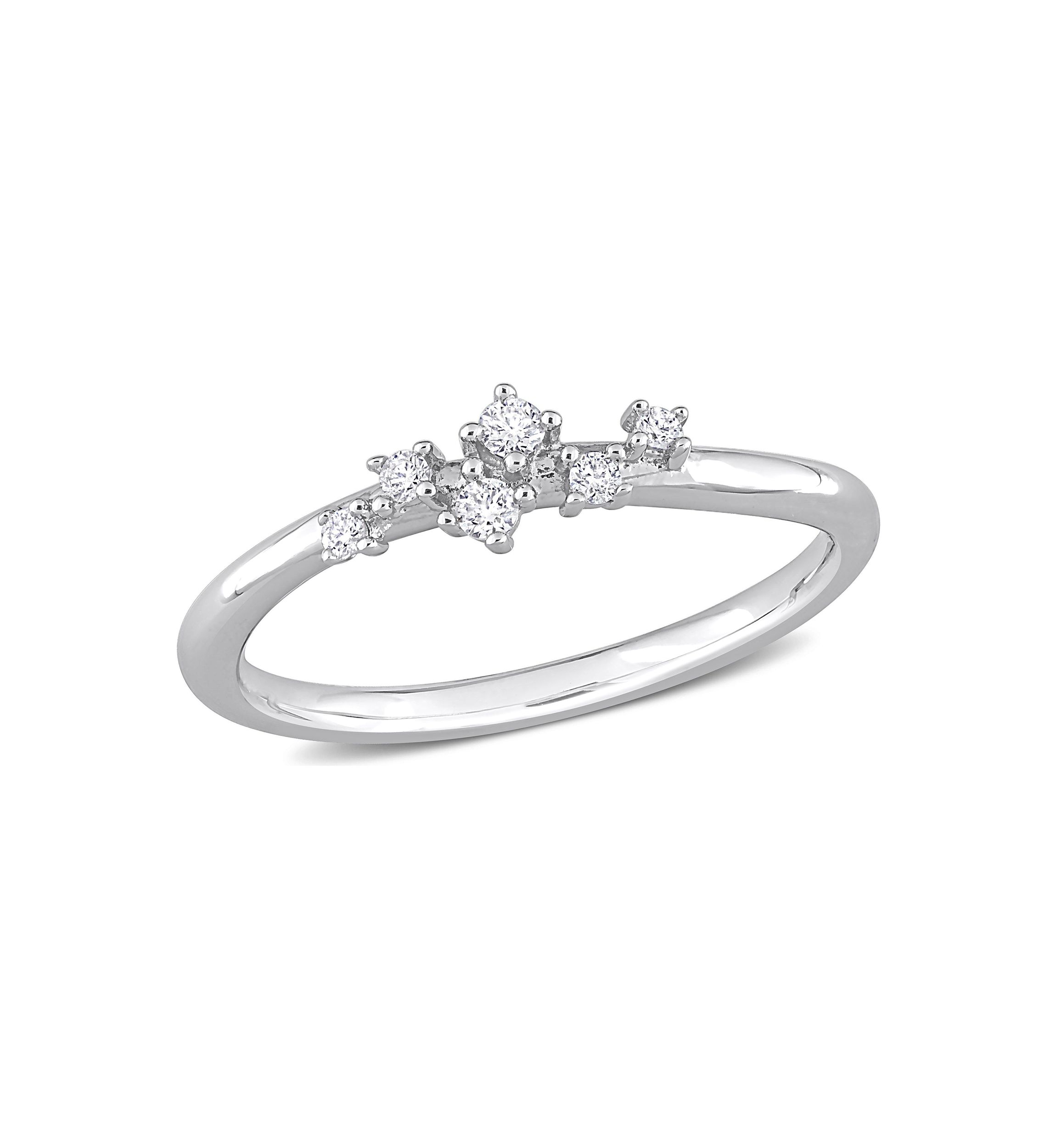 1/10 CT TW Diamond Studded Promise Ring in Sterling Silver