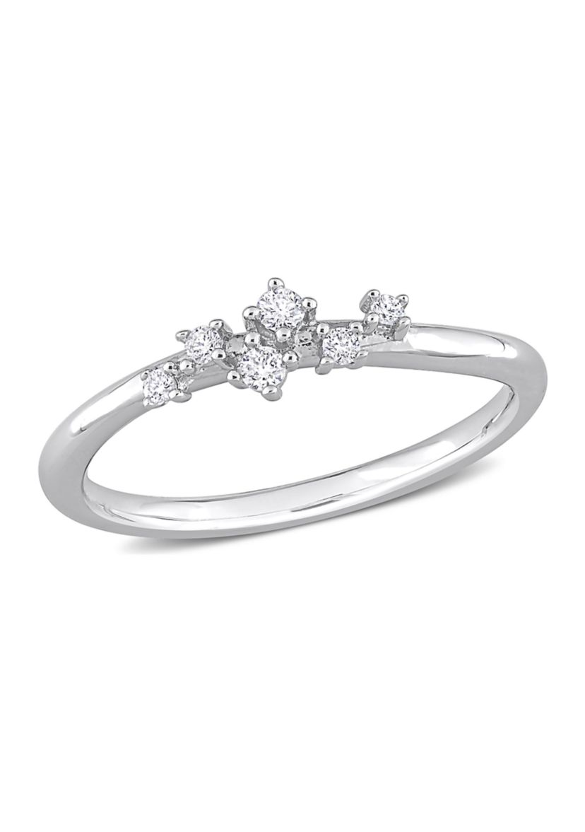 1/10 CT TW Diamond Studded Promise Ring in Sterling Silver