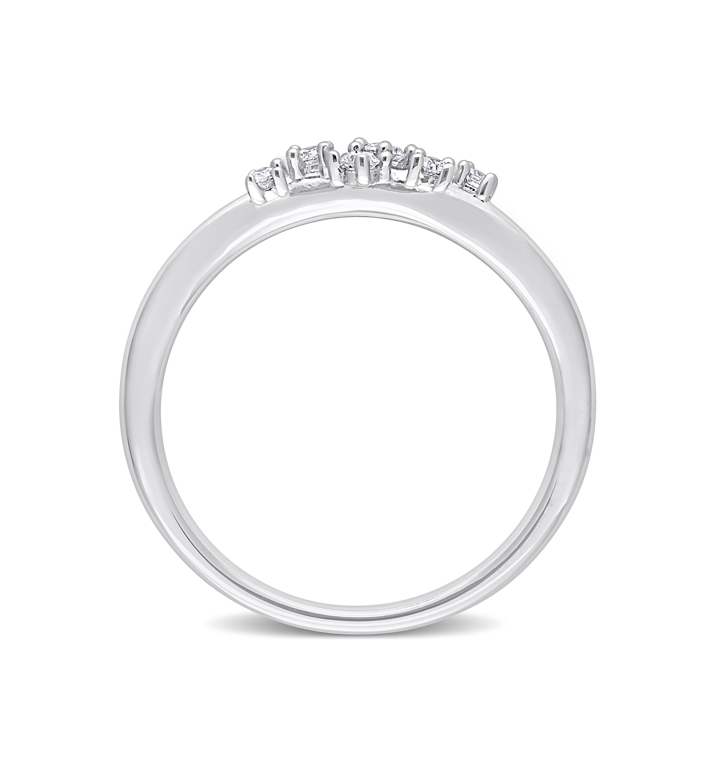 1/10 CT TW Diamond Studded Promise Ring in Sterling Silver