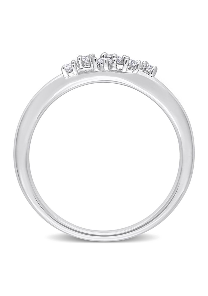 1/10 CT TW Diamond Studded Promise Ring in Sterling Silver