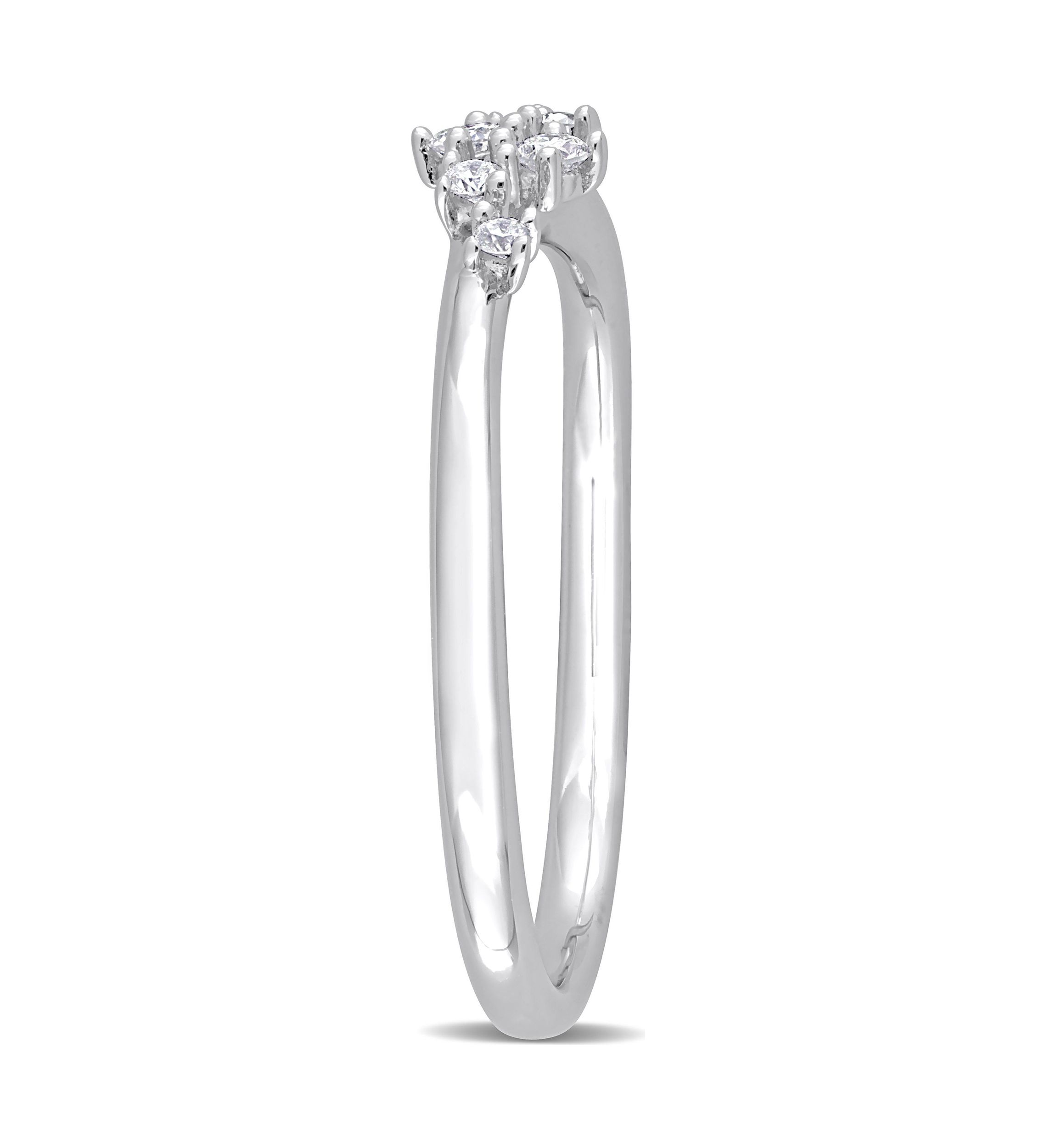 1/10 CT TW Diamond Studded Promise Ring in Sterling Silver
