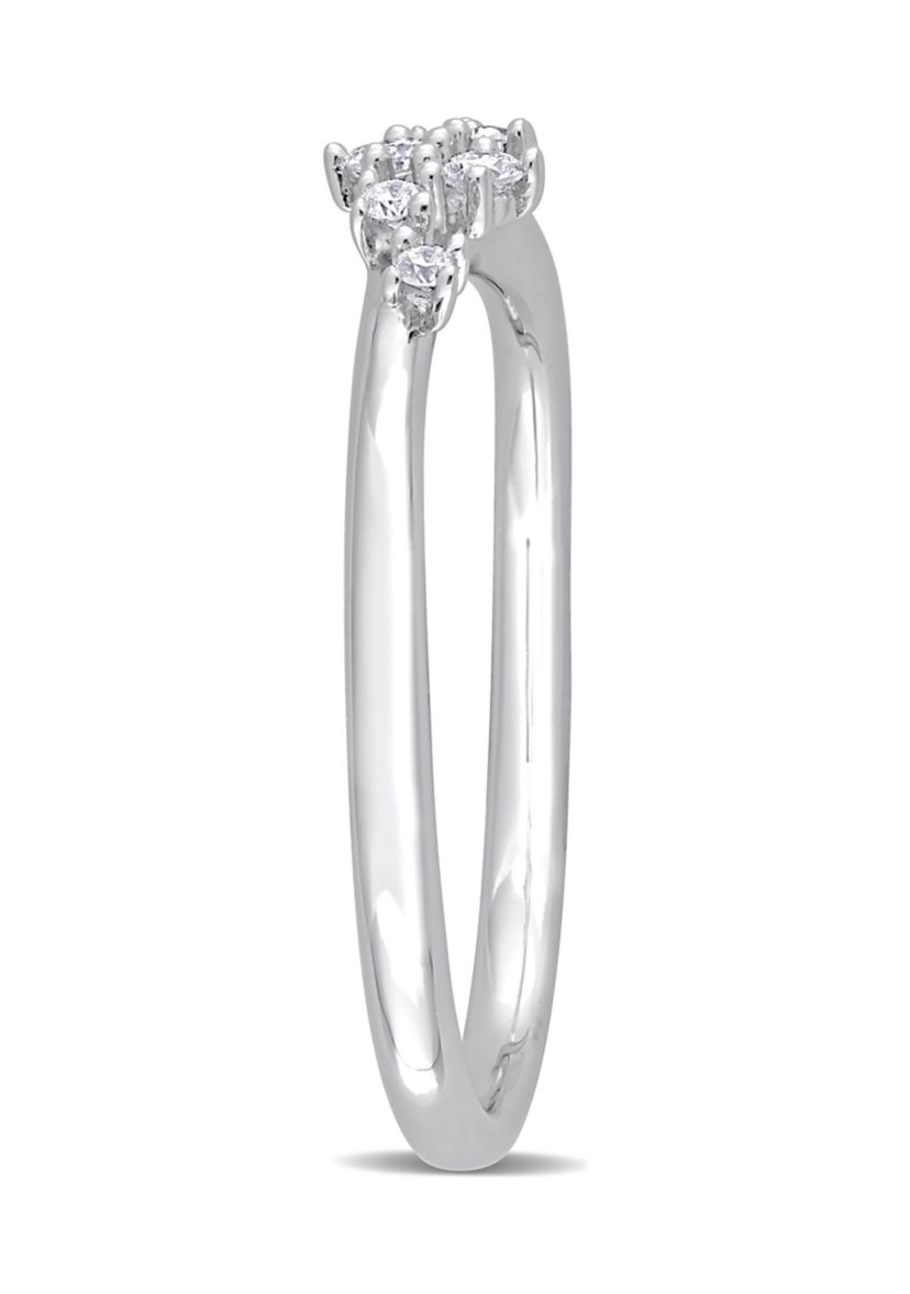 1/10 CT TW Diamond Studded Promise Ring in Sterling Silver
