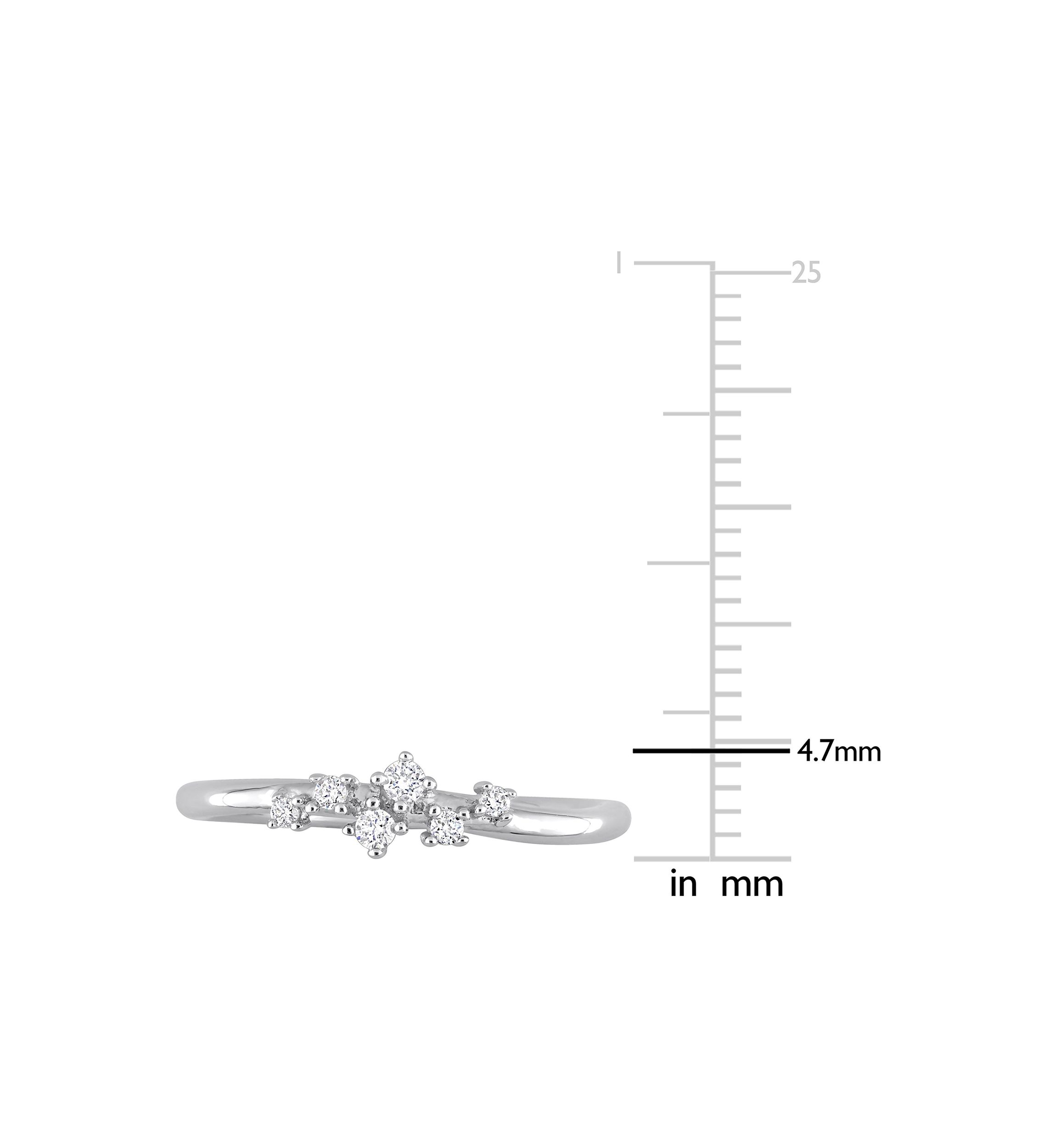 1/10 CT TW Diamond Studded Promise Ring in Sterling Silver