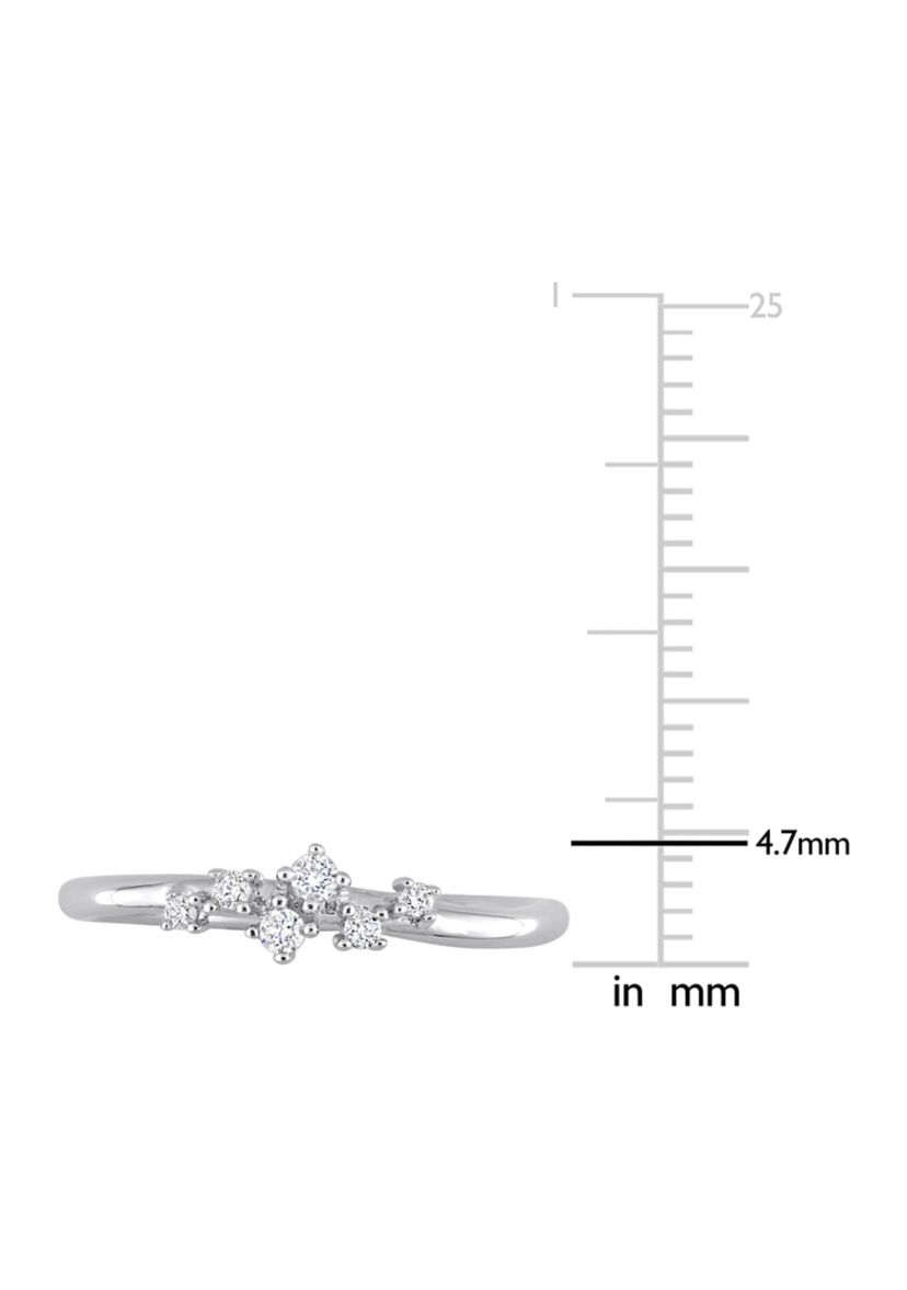 1/10 CT TW Diamond Studded Promise Ring in Sterling Silver
