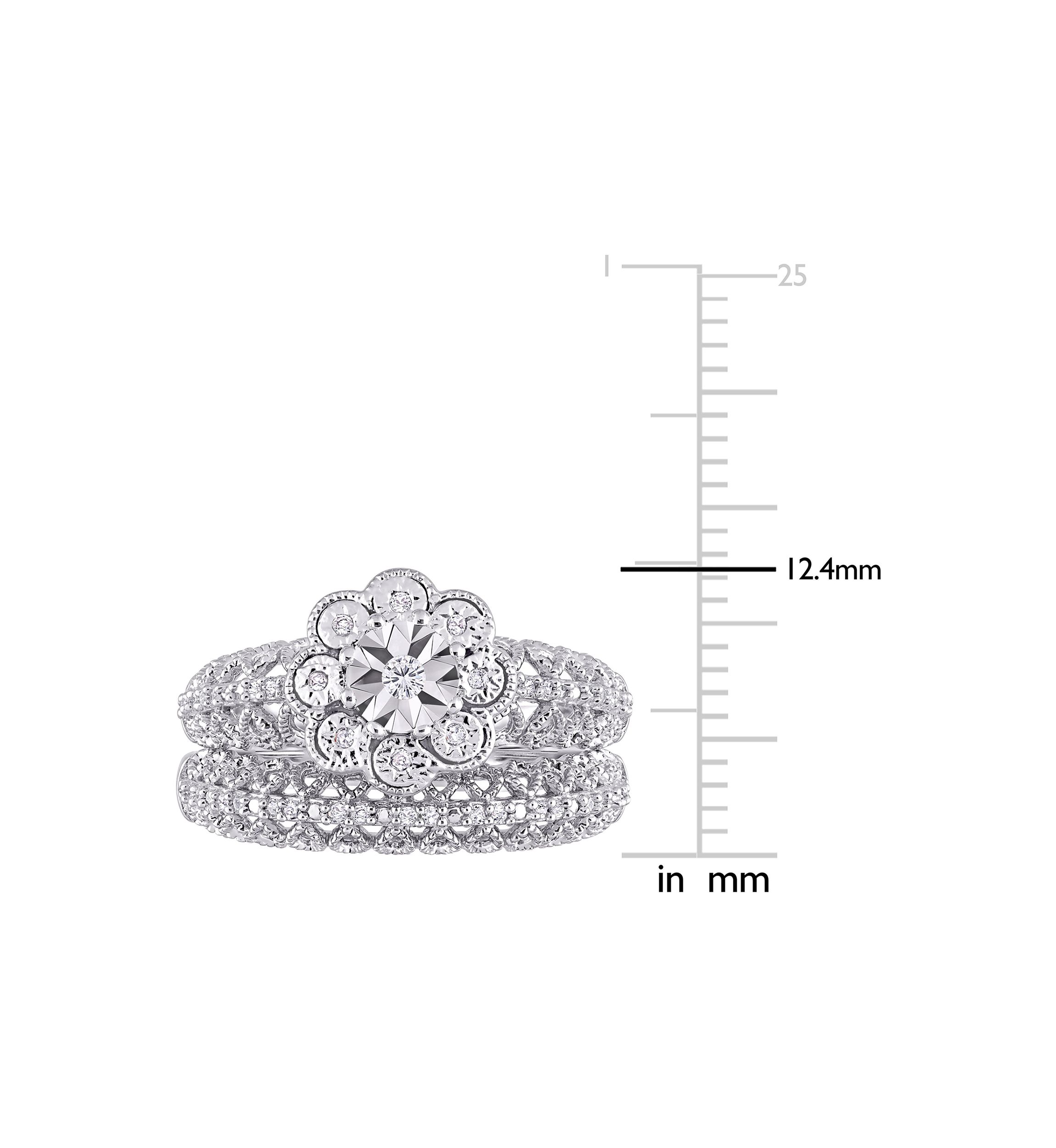 1/6 CT TW Diamond Vintage Bridal Set in Sterling Silver