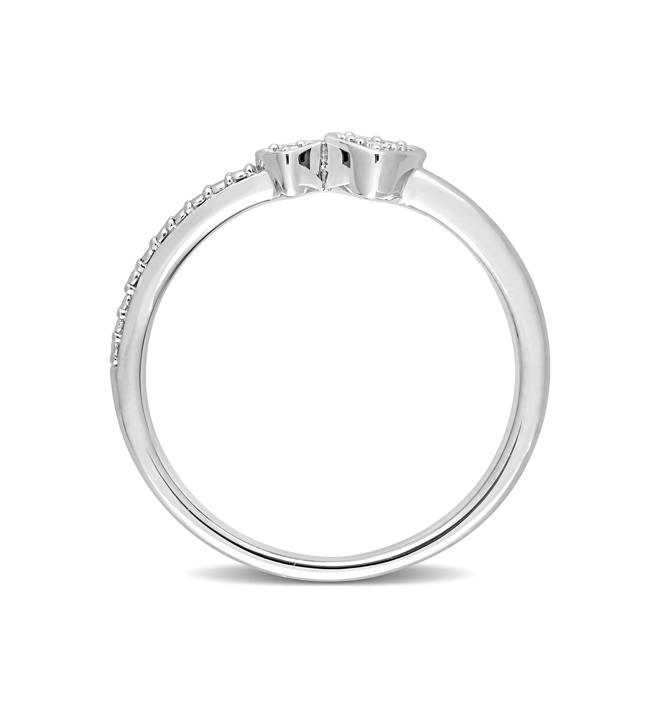 Diamond Accent Double Heart Promise Ring in Sterling Silver
