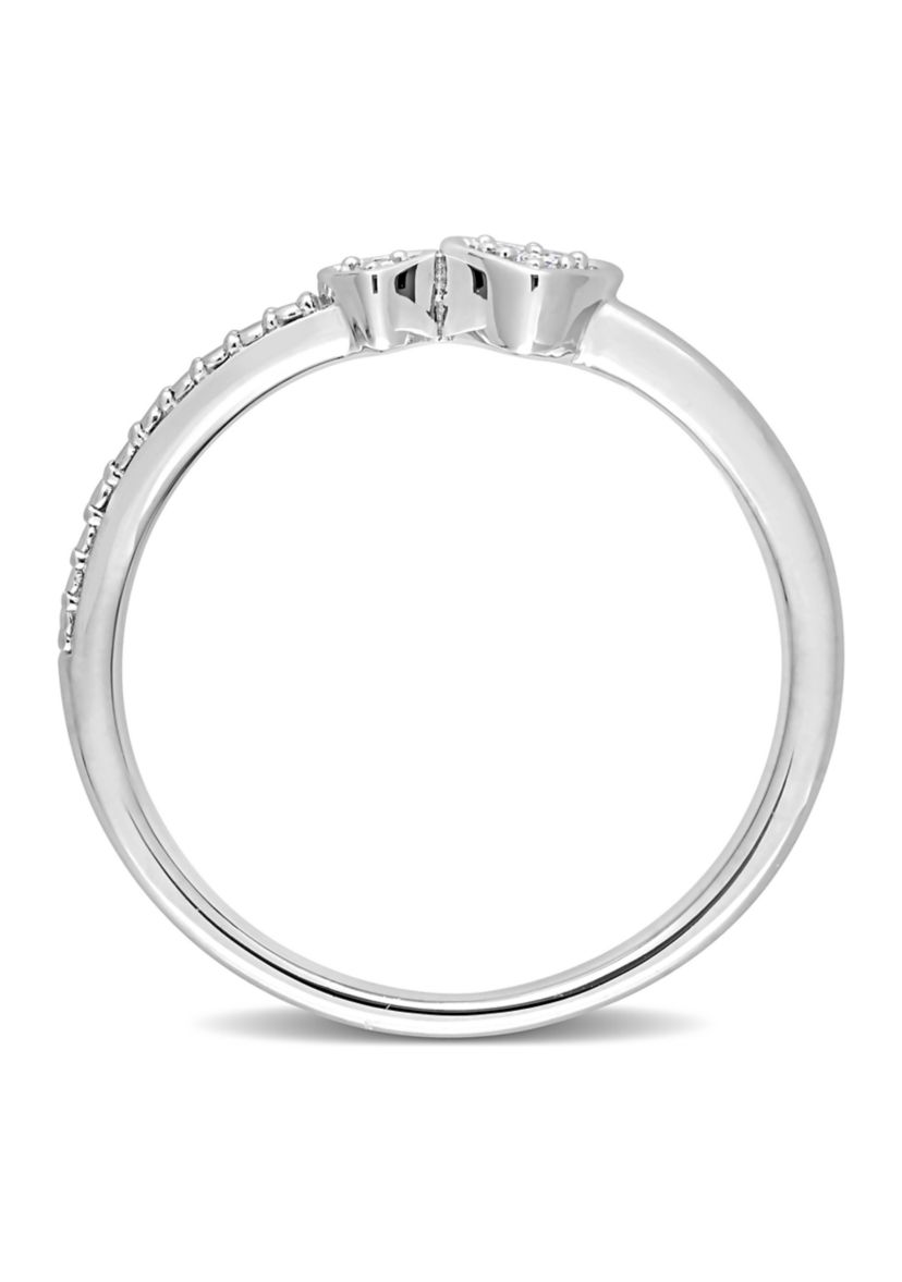 Diamond Accent Double Heart Promise Ring in Sterling Silver